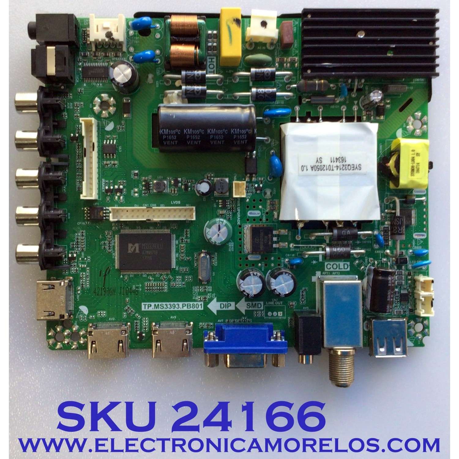 MAIN PARA TV ELEMENT / NUMERO DE PARTE  K17031044 / TP.MS3393.PB801 / K17031044-0A02693 / 21005686 / KR17-0037 / 20170315_163610 / PANEL MD5004YTIF / MODELO ELFW5017