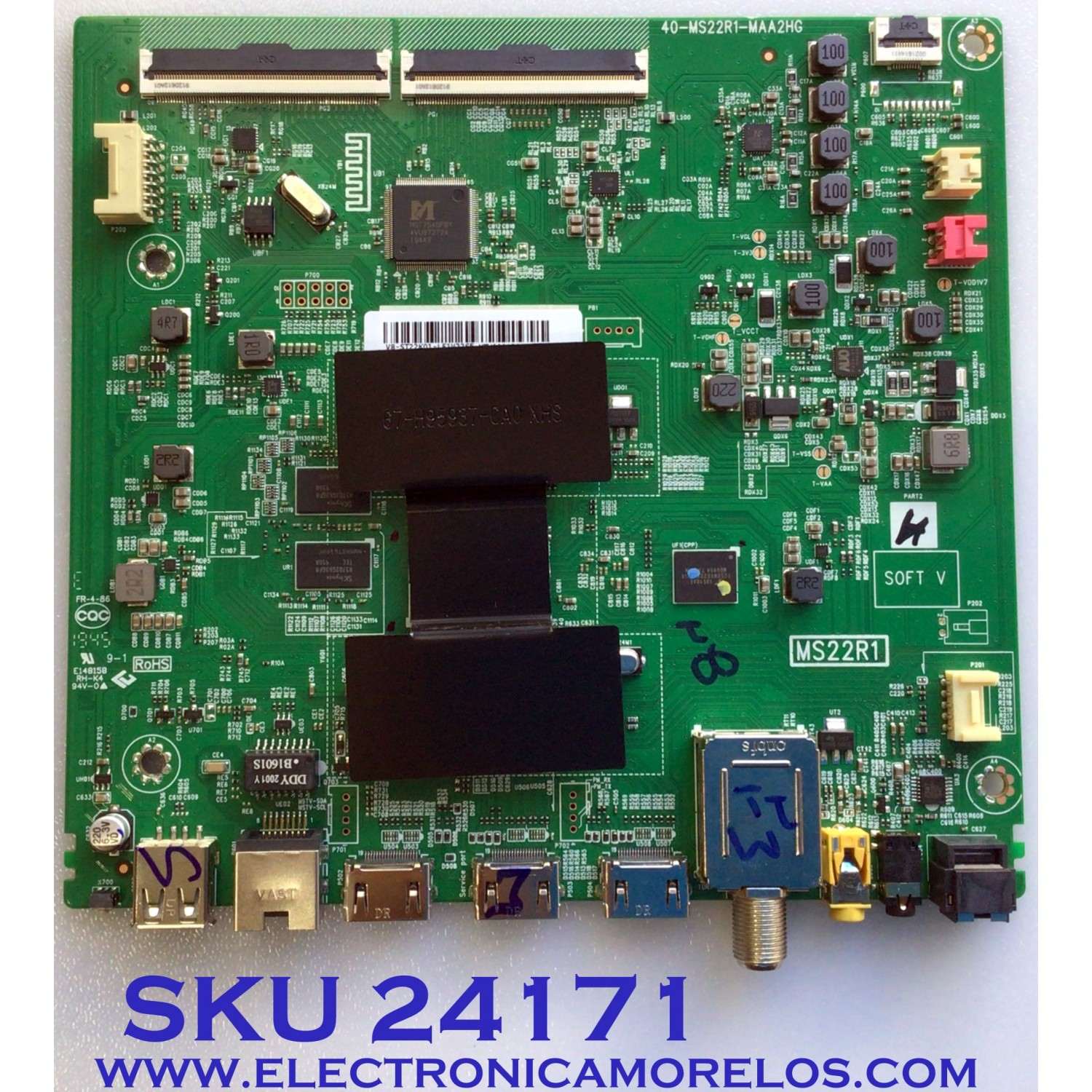 MAIN PARA TV TCL·ROKU 4K·UHD·HDR (3840 X 2160) / NUMERO DE PARTE SVSMS22R08-MA200AA / 40-MS22R1-MAA2HG / V8-ST22K01-LF1V2265 / MS22R1 / NTV000130A-01295 / PANEL ST5461D12-1 / MODELO 55S425