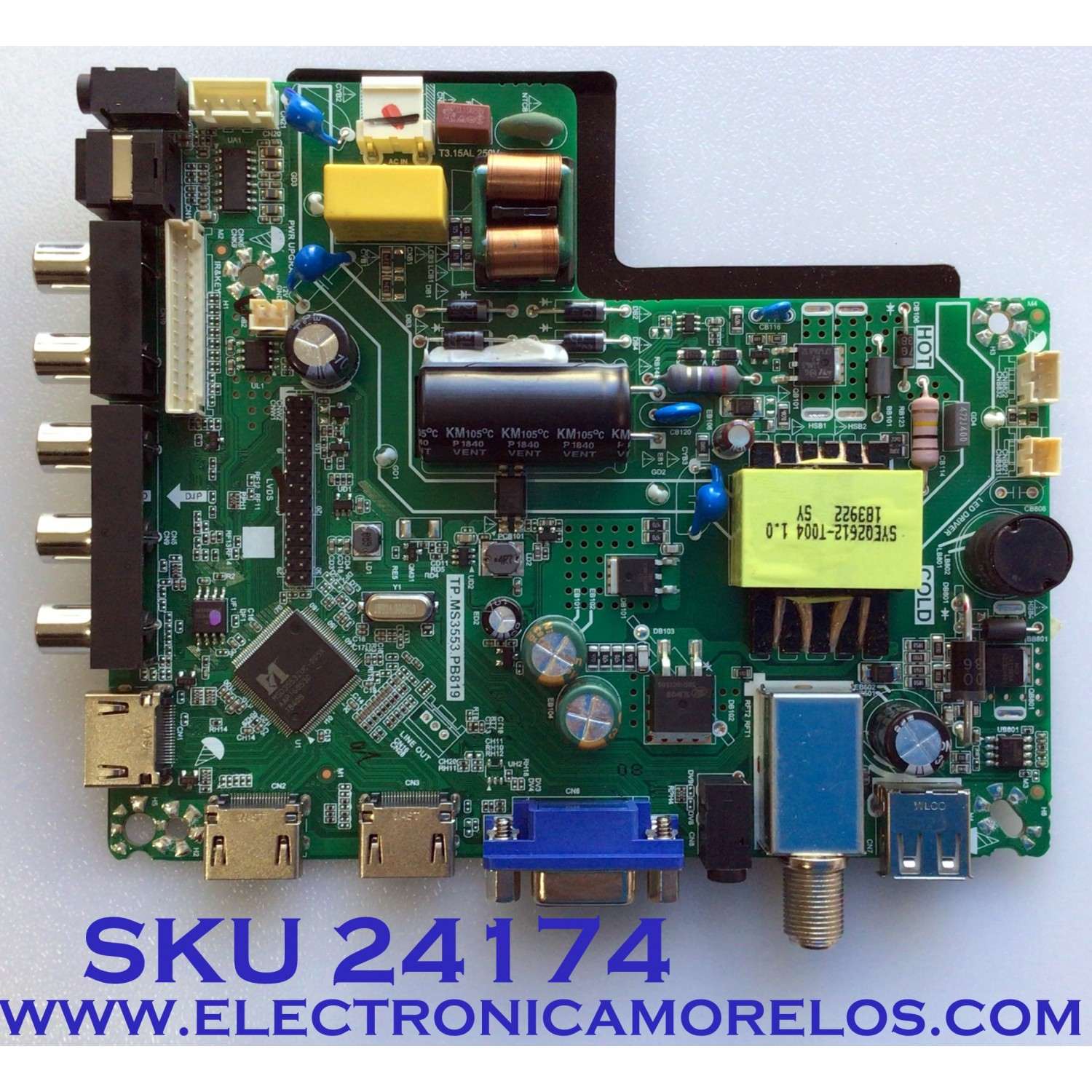 MAIN FUENTE (COMBO) PARA TV ELEMENT / NUMERO DE PARTE J18113461 / TP.MS3553.PB819 / 2605634A0 / PANEL C320X18-E8C-H / MODELO ELEFW328