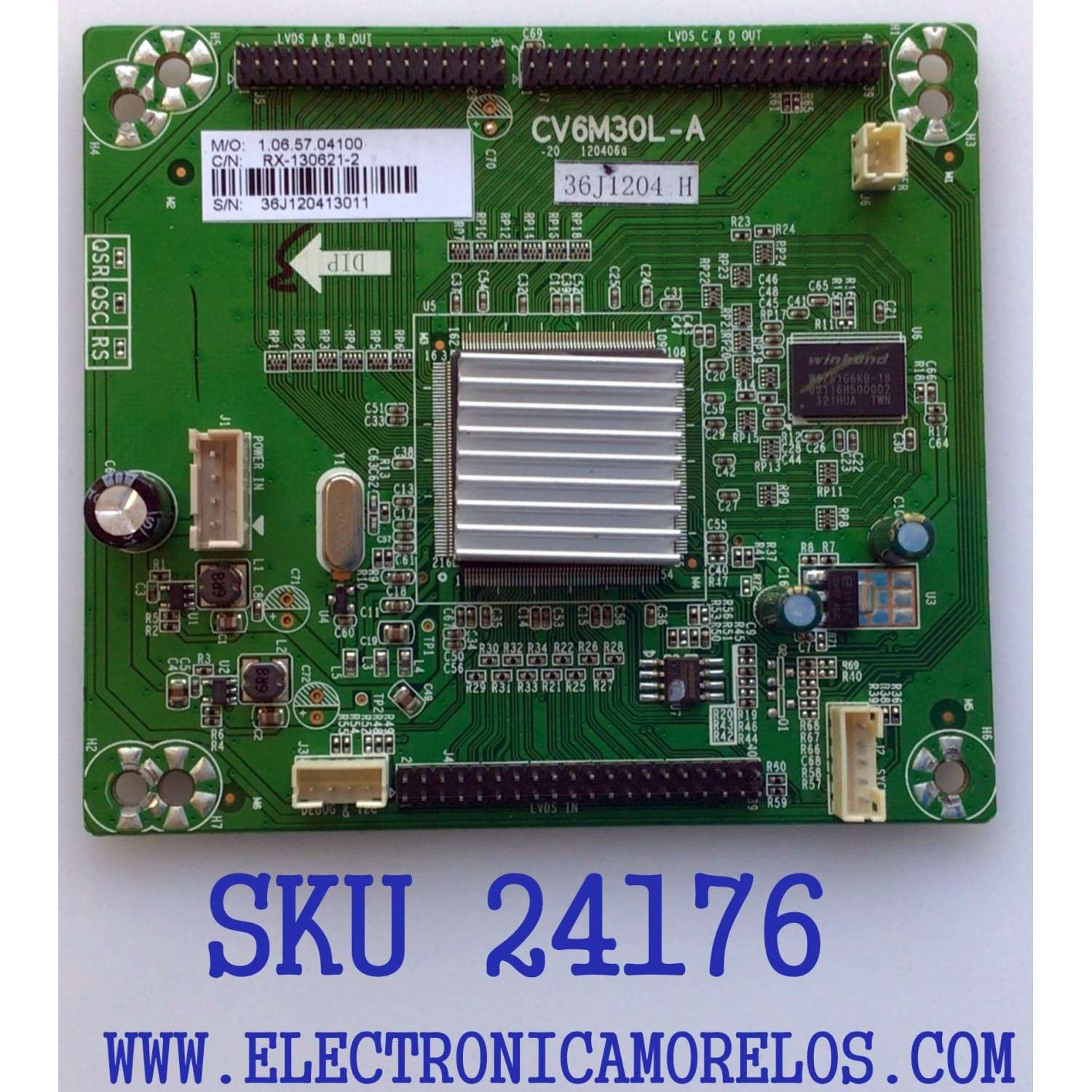TARJETA INTERFACE PARA TV ELEMENT / NUMERO DE PARTE  RX-130621-2 / CV6M30L-A / 1.06.57.04100 / 36J120413011 / 36J120413011 / PANEL LSC400HF03-W01 / MODELO ELEFT406