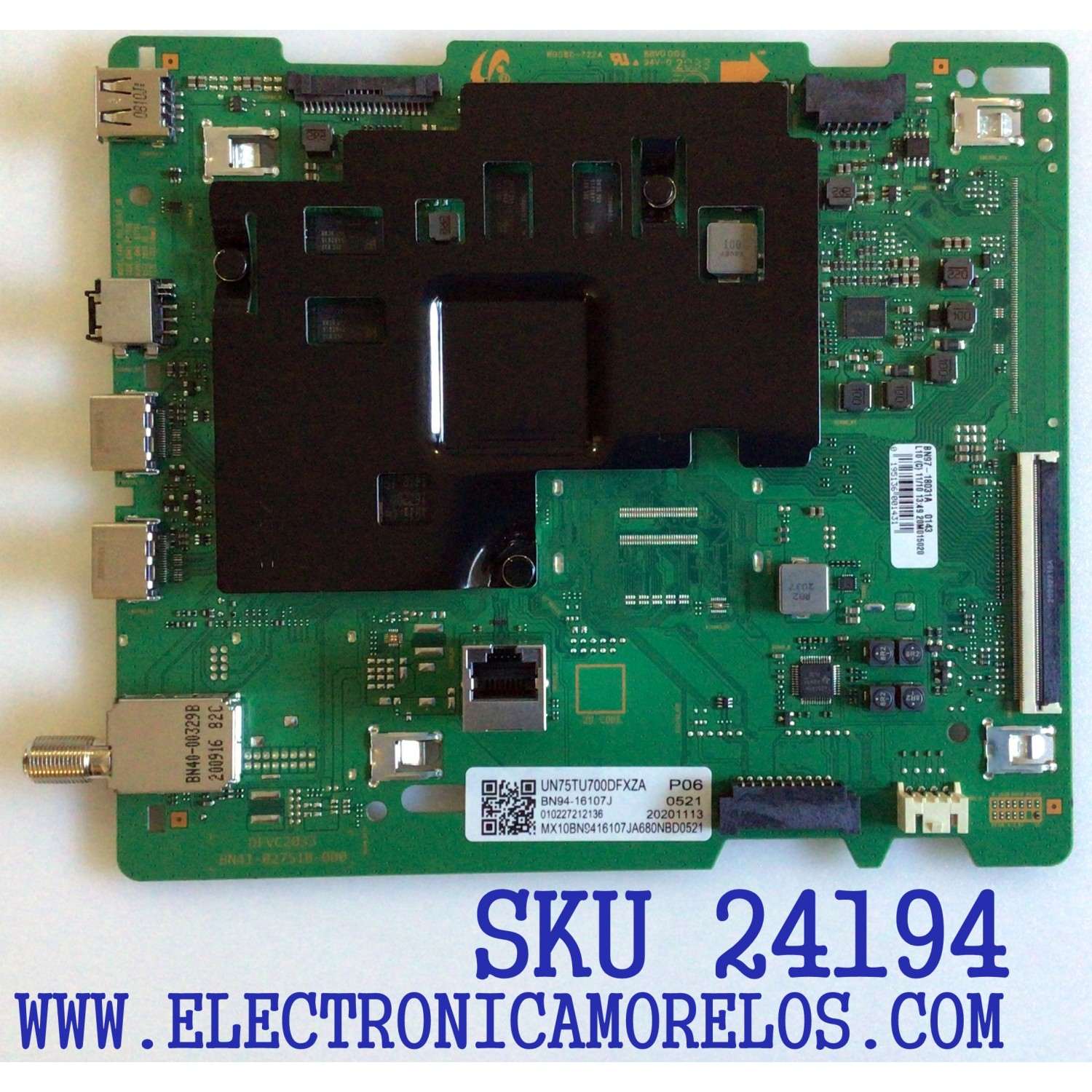 MAIN PARA TV SAMSUNG / NUMERO DE PARTE BN94-16107J / BN41-02751B / BN97-18031A / BN96-52702A / DISPLAY HV750QUB-F9A / PANEL CY-BT075HGEV3H / MODELO UN75TU700DFXZA BC02
