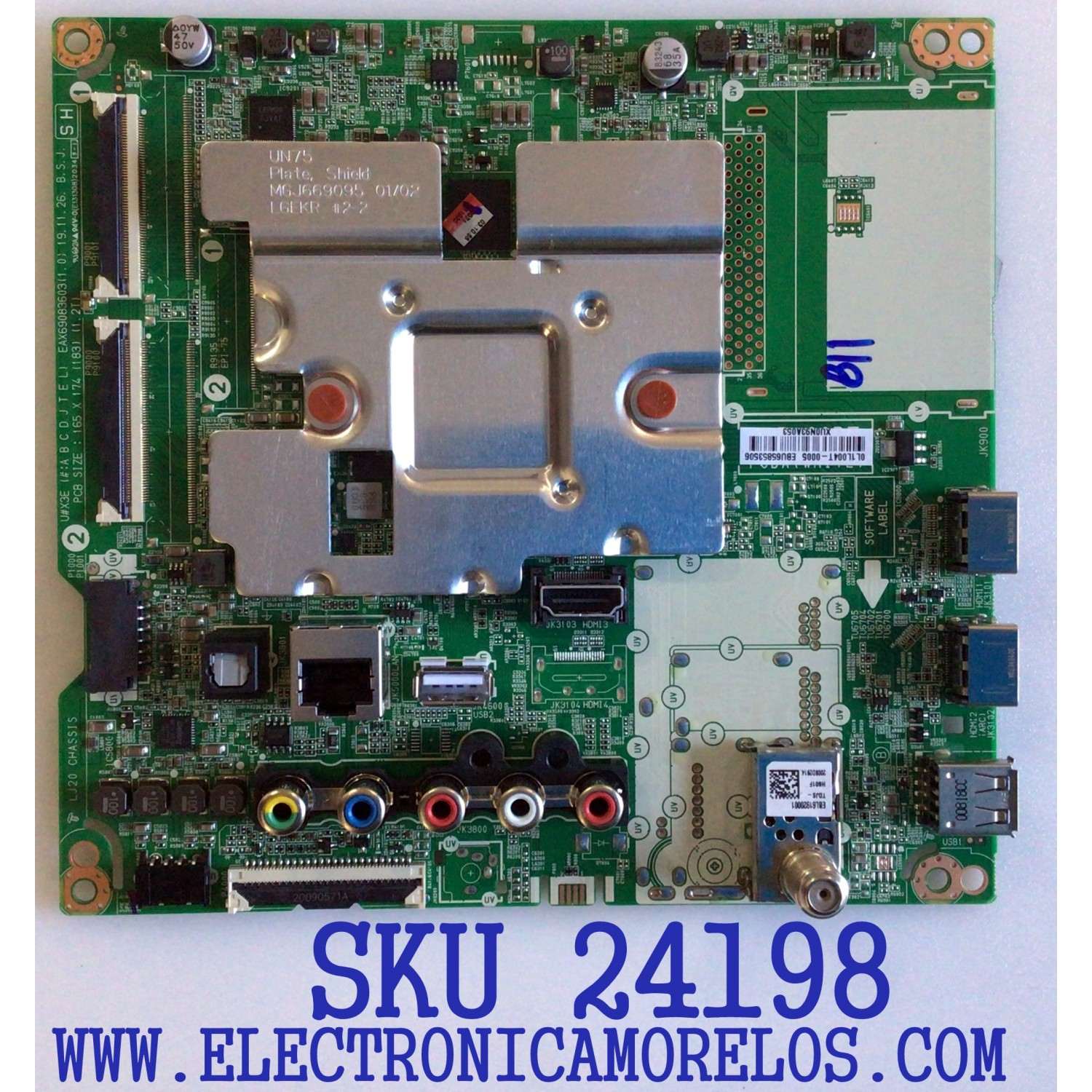 MAIN PARA TV LG NUMERO DE PARTE EBU65853506 / EAX69083603 / EAX69083603(1.0) / PANEL NC430DGG-AAGP1 / DISPLAY LC430DGJ(SL)(A2) / MODELO 43UN7000PUB / 43UN7000PUB.BUSWLJM / 43UN6950ZUA / 43UN6950ZUA.BUSWLJM