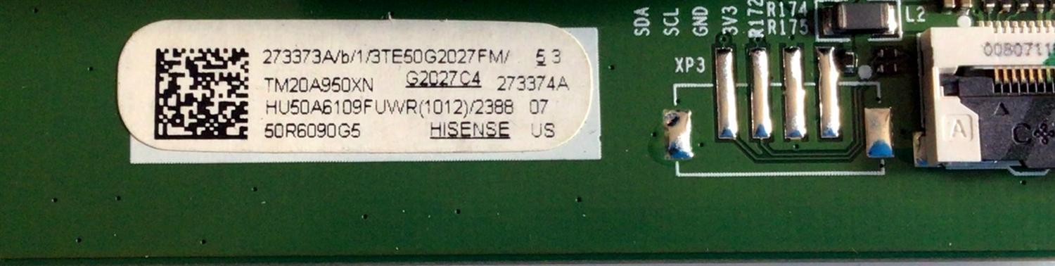 MAIN FUENTE PARA TV HISENSE / NUMERO DE PARTE 273373 / RSAG7.820.10255/ROH / 273374 / HU50A6109FUWR / 273373A / 273374A / PANEL´S HD500X1U92-T0L3\S0\GM\CKD3A\ROH / HD500X1U92-T0L3\S0\GM\ROH / DISPLAY CV500U2-L01 REV:01 / MODELO 50R6090G5 / 50R6E3 - Imagen 2