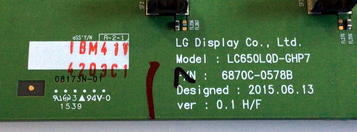 T-CON PARA TV LG OLED / NUMERO DE PARTE 6871L-4203C / 6870C-0578B / 4203C / LC650LQD-GHP7 / PANEL LC650AQD (GH)(P1) / MODELO 65EF9500-UA / 65EF9500-UA.AUSZLJR - Imagen 2