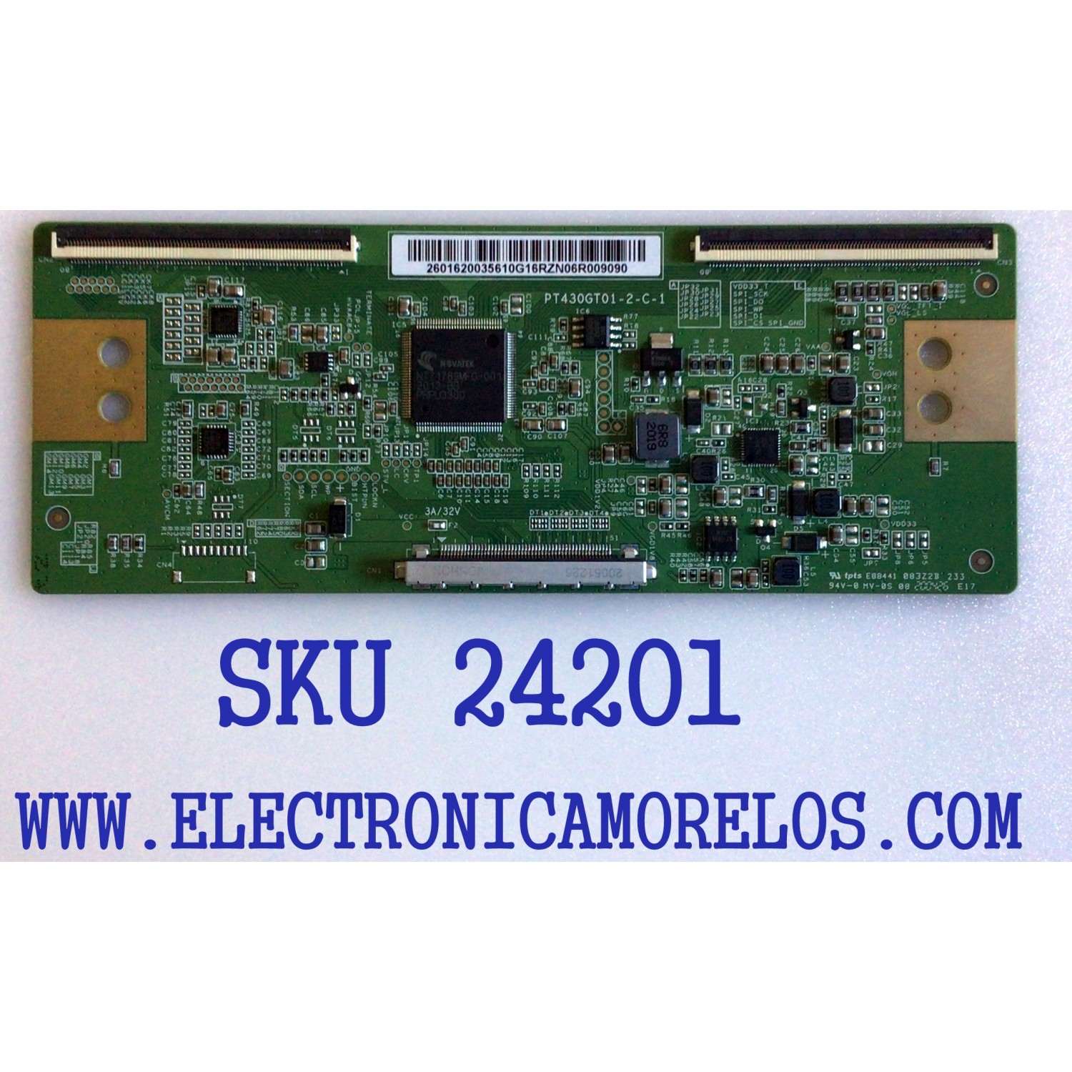 T-CON PARA TV VIZIO / NUMERO DE PARTE PT430GT01-2-C-1 / 2601620035 / 2601620036 / 2601620049 / 2601620048 / 2601620044 / 2601620048 / 083Z2B / PANEL TPT430B5 / TPT430WR / MODELOS V435-H11 / V435-H1 LTN5ZG / V435-H1 LTM5ZG / 43LF621U21 / NS-43DF710NA21