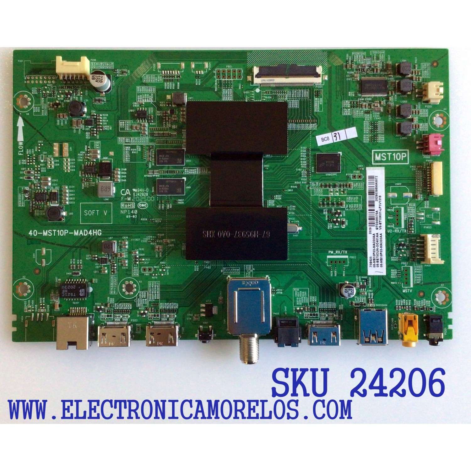 MAIN PARA TV TCL / NUMERO DE PARTE 08-SS75CUN-OC401AA / 40-MST10P-MAD4HG / V8-ST10K01-LF1V1316 / 08-MS10P03-MA200AA / 08-MS10P03-MA300AA / MST10P / PANEL LVU750NDBL SD9W01  / MODELOS 75S425 / 75S421