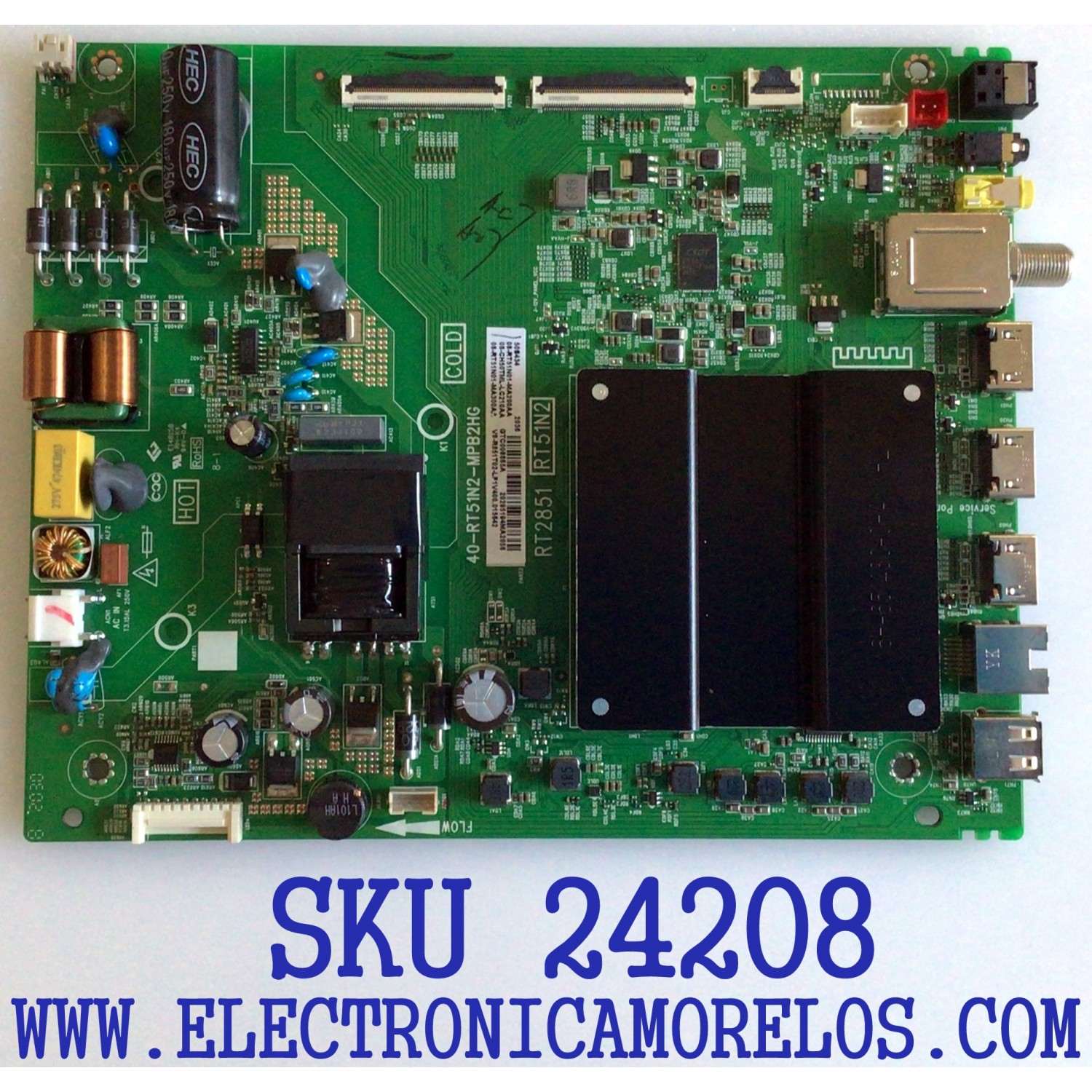 MAIN FUENTE (COMBO) PARA TV TCL / NUMERO DE PARTE V8-R851T02-LF1V400 / 40-RT51N2-MPB2HG / RT2851 / 08-RT51N01-MA200AA / 08-RT51N01-MA300AA / 08-CH50TML-LC210AA / PANEL LVU500NDEL / DISPLAY CV500U2-L02 / MODELO 50S434