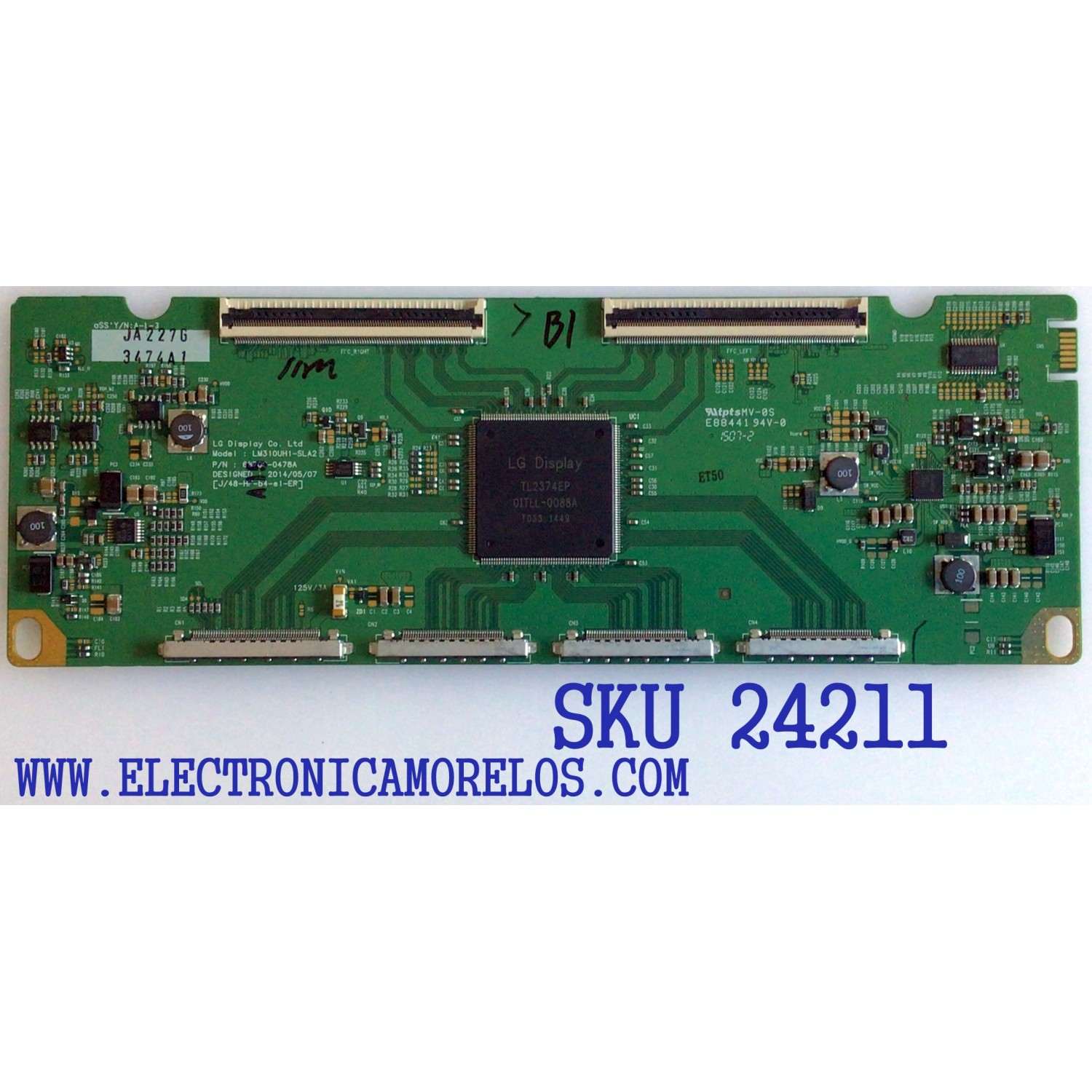 T-CON PARA TV LG / NUMERO DE PARTE 6871L-3474A / 6870C-0478A / 3474A / PANEL LM310UH1 (SL)(A2) / MODELO 31MU97-BD / 31MU97-BD.AUSLRYN