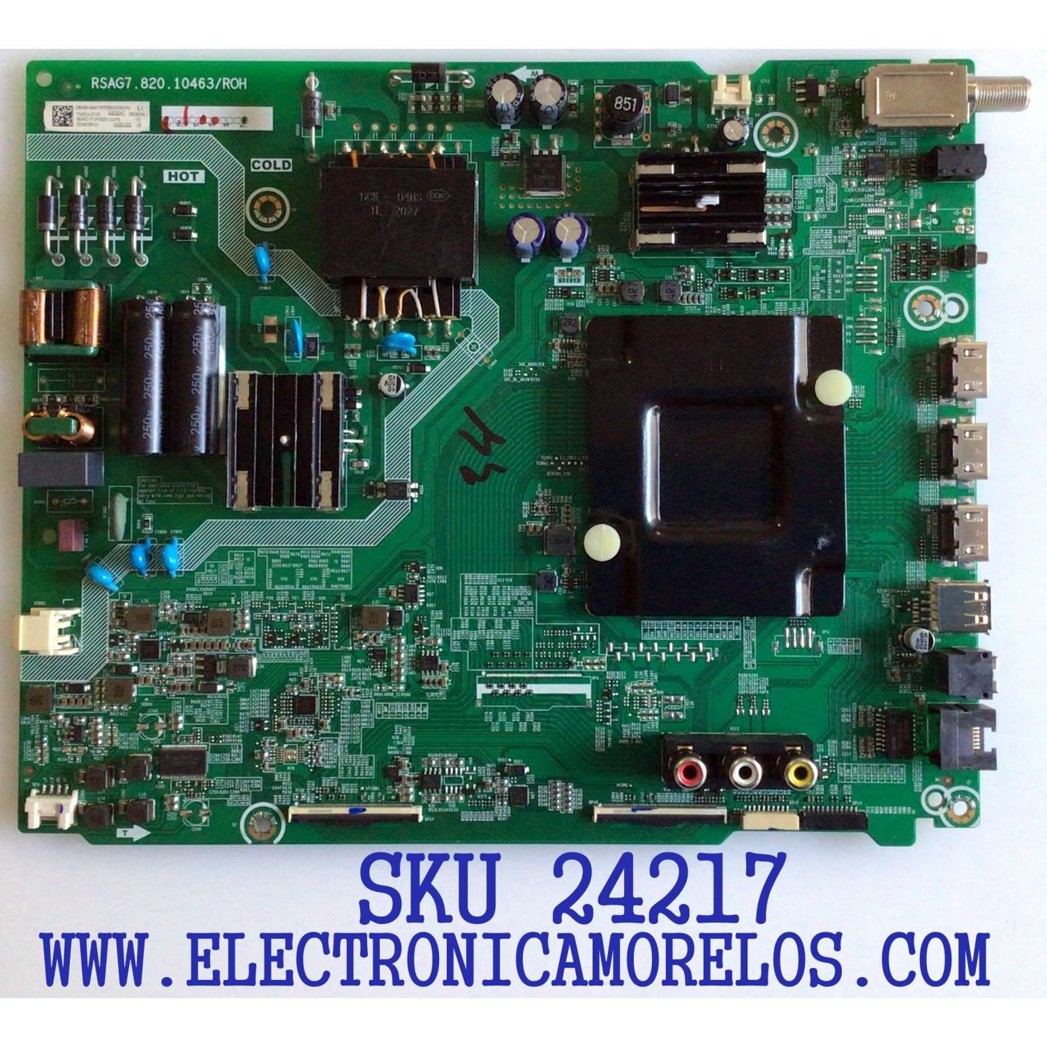 MAIN FUENTE ((COMBO)) PARA TV HISENSE 4K·UHD·HDR ((ROKU TV)) / NUMERO DE PARTE 280461 / 280462 / RSAG7.820.10463/ROH / 280461A / 280462A / 55A521FUR / PANEL HD550Y1U72-T0L4\WG\S0\GM\ROH / DISPLAY HV550QUB-F70 / MODELO 55R6095G5
