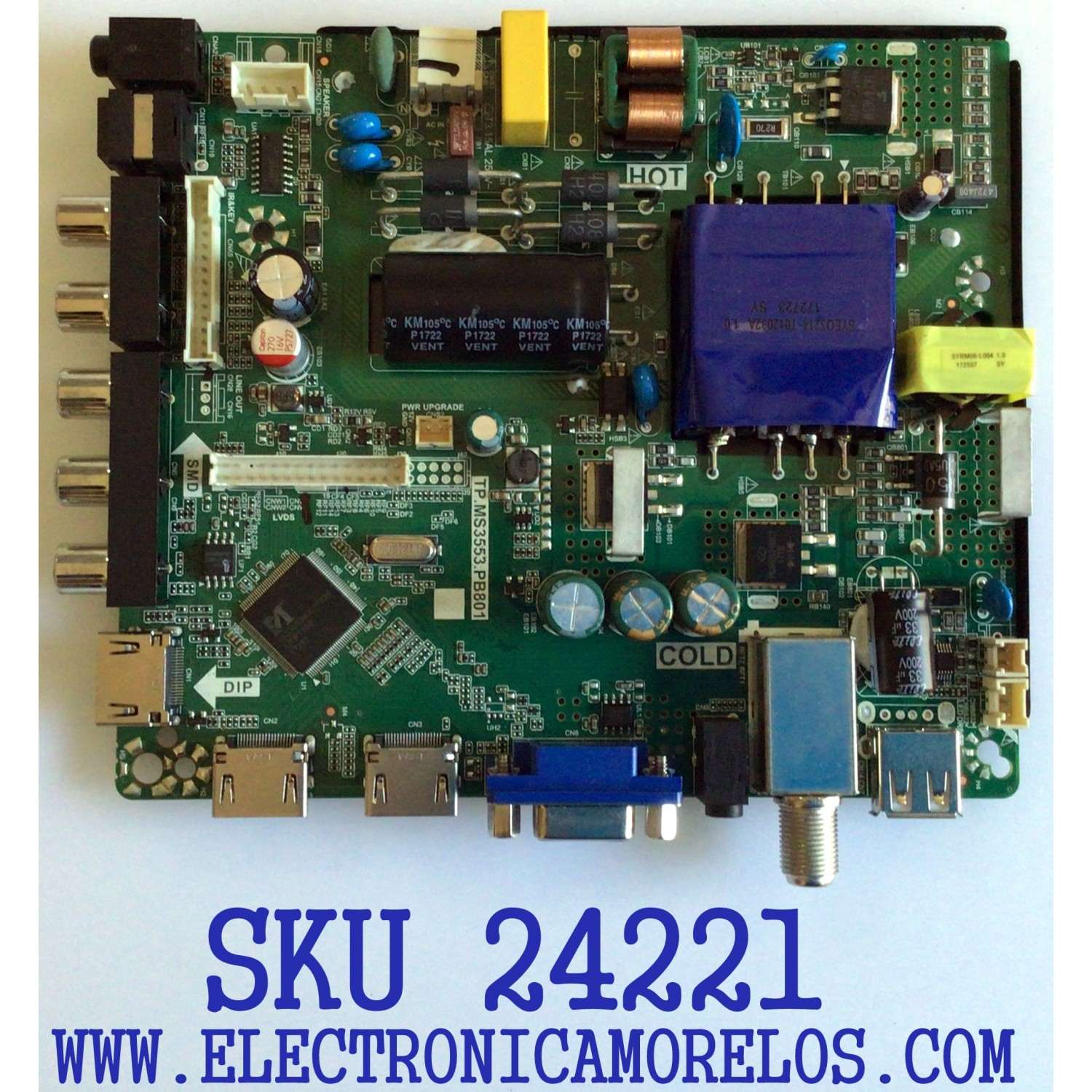 MAIN FUENTE (COMBO) PARA TV ELEMENT / NUMERO DE PARTE W17080874 / 21006192 / TP.MS3353.PB801 / T550HVN08.4 / 20170815_103723 / E17212-3-KK / PANEL MD5534YTAF / MODELO ELEFW5017 H7AAM / ELEFW5517