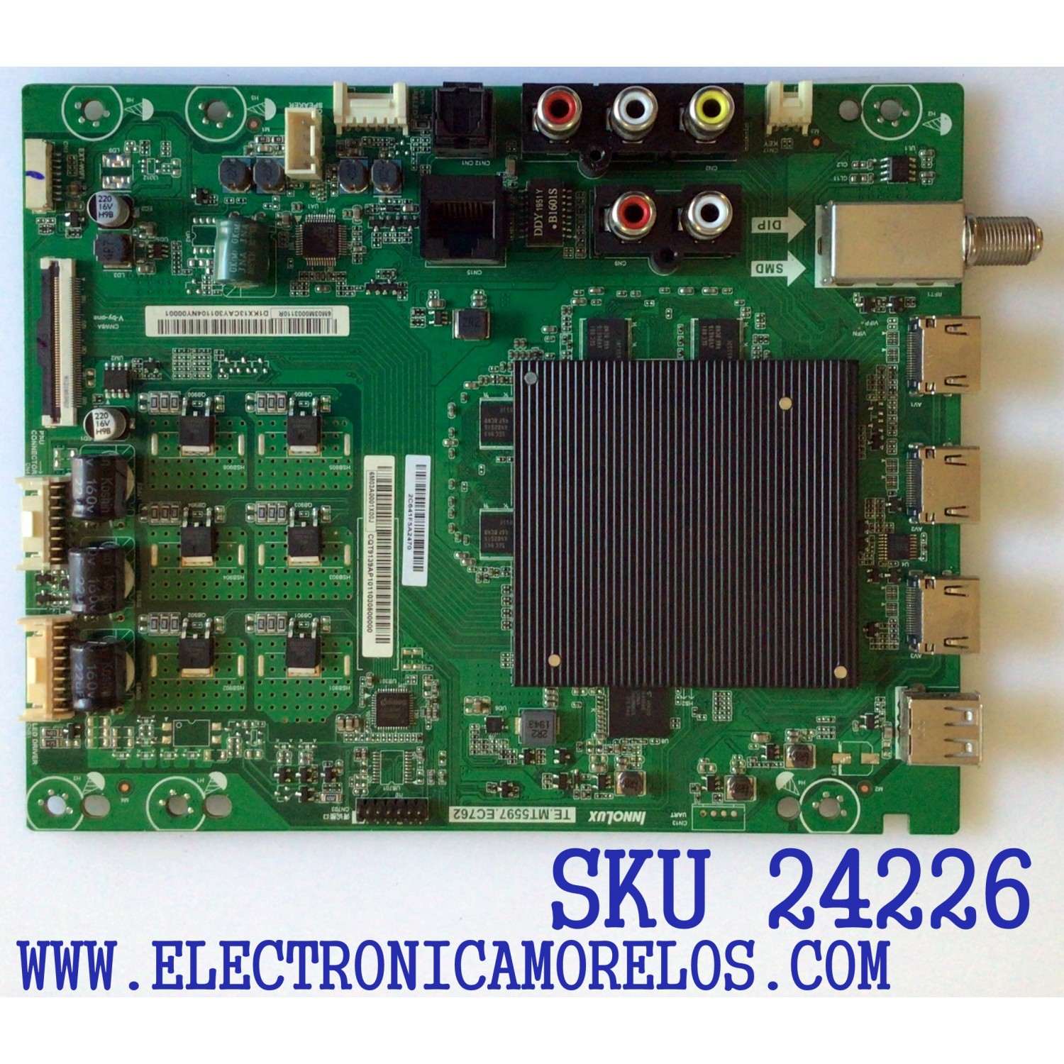 MAIN PARA TV VIZIO / NUMERO DE PARTE 6M03A0001X00J / TE.MT5597.EC762 / 6M03M0003110R / PANEL V650DJ4-D03 REV.C1 / MODELO V655-G9 LINIYBTW