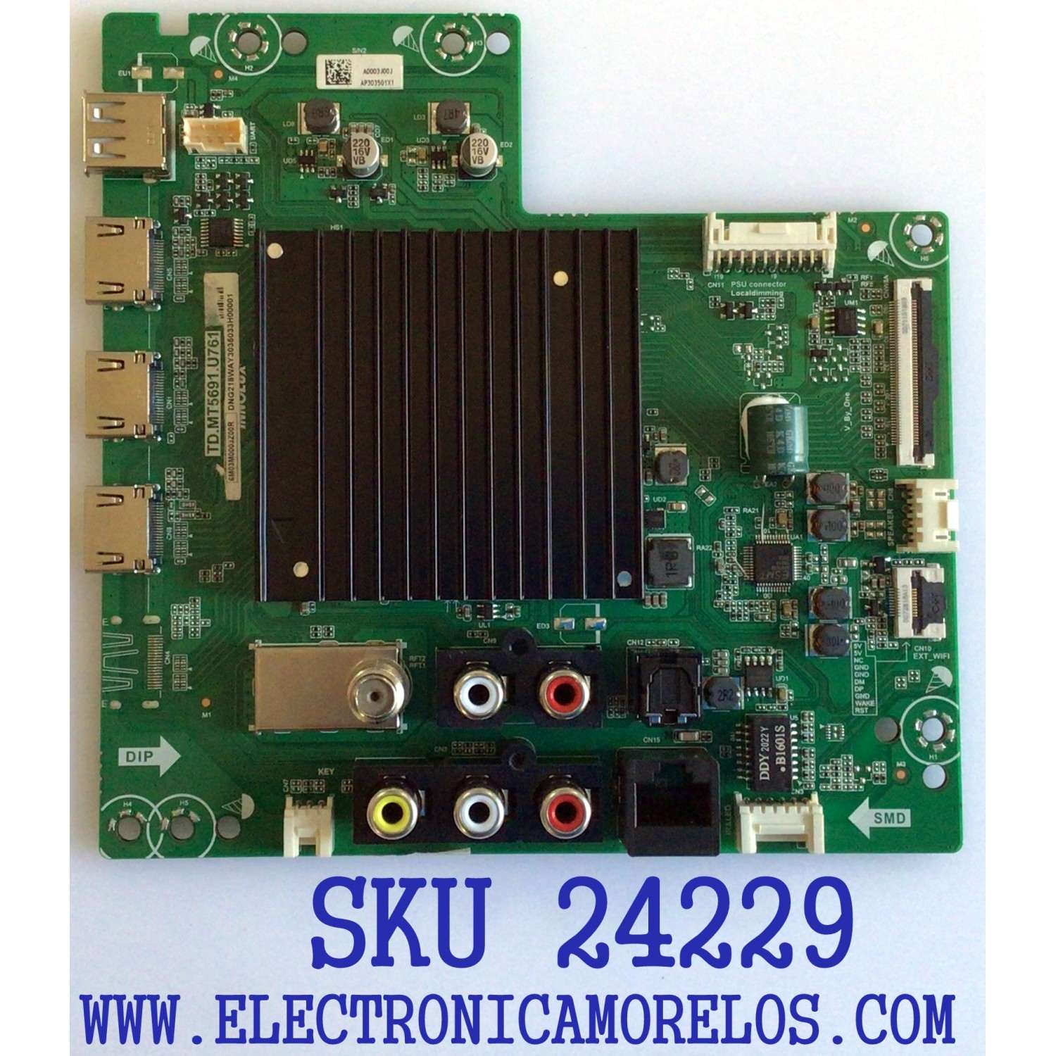 MAIN PARA TV VIZIO / NUMERO DE PARTE 6M03M0003Z00R / TD.MT5691.U761 / 2605K20A0 / A0003J00J / 2C641FE3F5C7 / PANEL V500DJ6-D03 REV.CB / MODELO V505-H19 / V505-H9 LIAIZB