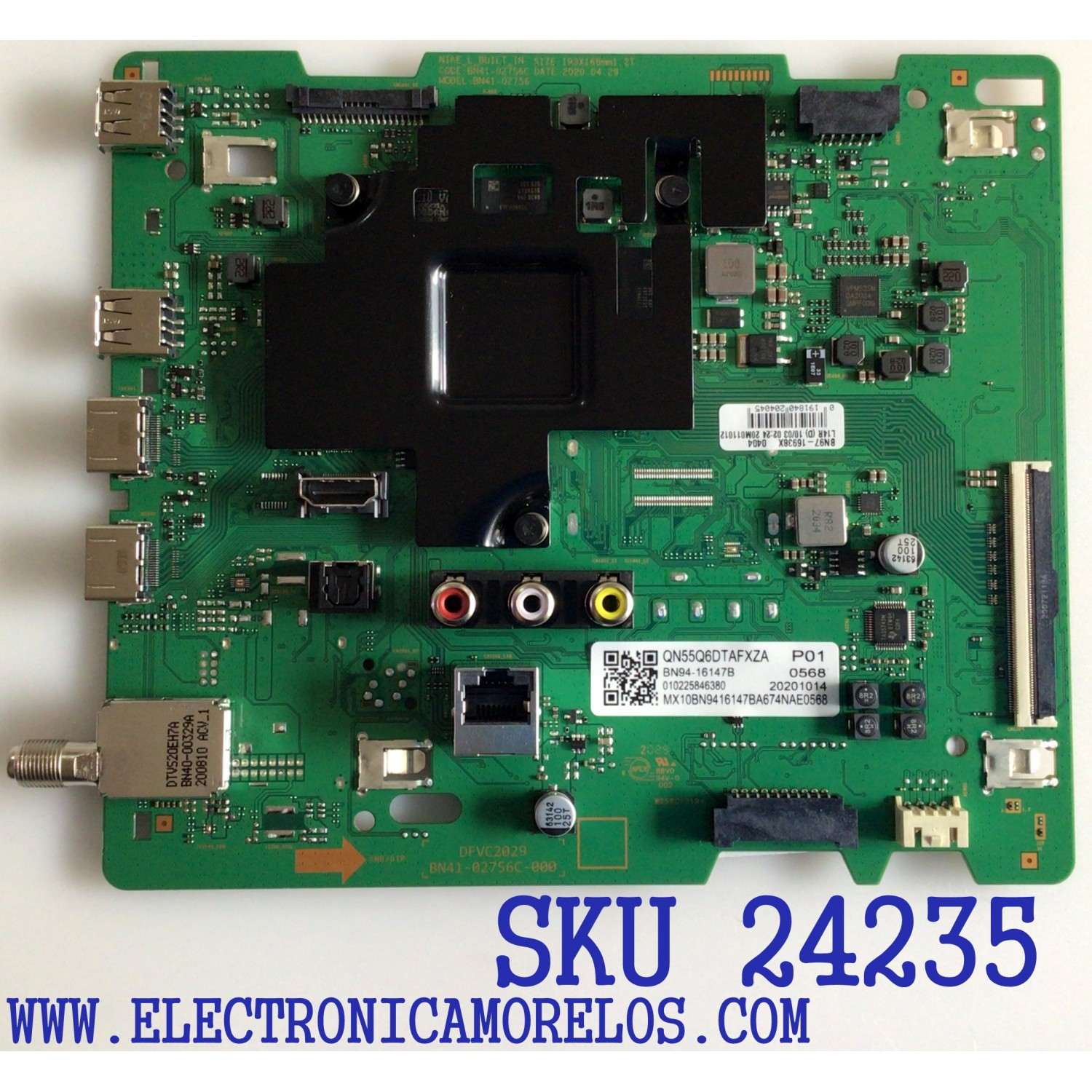 MAIN PARA TV SAMSUNG / NUMERO DE PARTE BN94-16147B / BN41-02756C / BN97-16938X / BN97-18019A / PANEL CY-RT055HGLV9H / MODELOS QN55Q6DTAFXZA FJ04 / QN55Q60TAFXZA FJ04 / QN55Q60TBFXZA FJ04 
