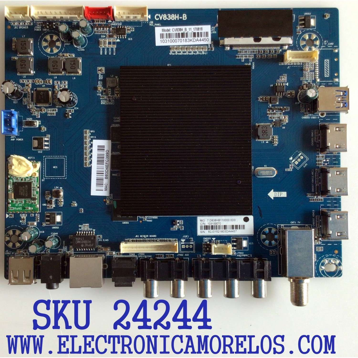 MAIN PARA TV ELEMENT / NUMERO DE PARTE E18035-SY / 103100070 / CV838H-B / 7.D838HB110000.0D0 / 82J0152 / PANEL T500-TAU-DLED / MODELO E2SW5018
