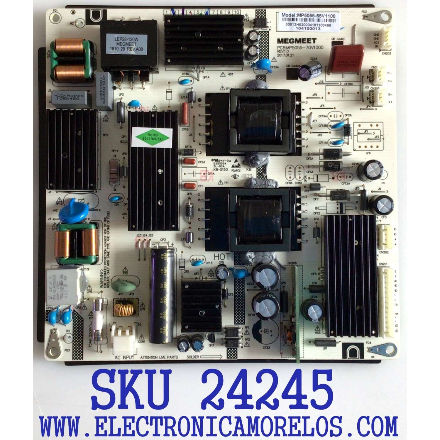 FUENTE DE PODER PARA TV ELEMENT / NUMERO DE PARTE MP5055-65V1100 / MP5055-70V1000 / 104100013 / E255554 / KB-5150 / PANEL T500-TAU-DLED / MODELO E2SW5018 / E4STA5017 H8C8M