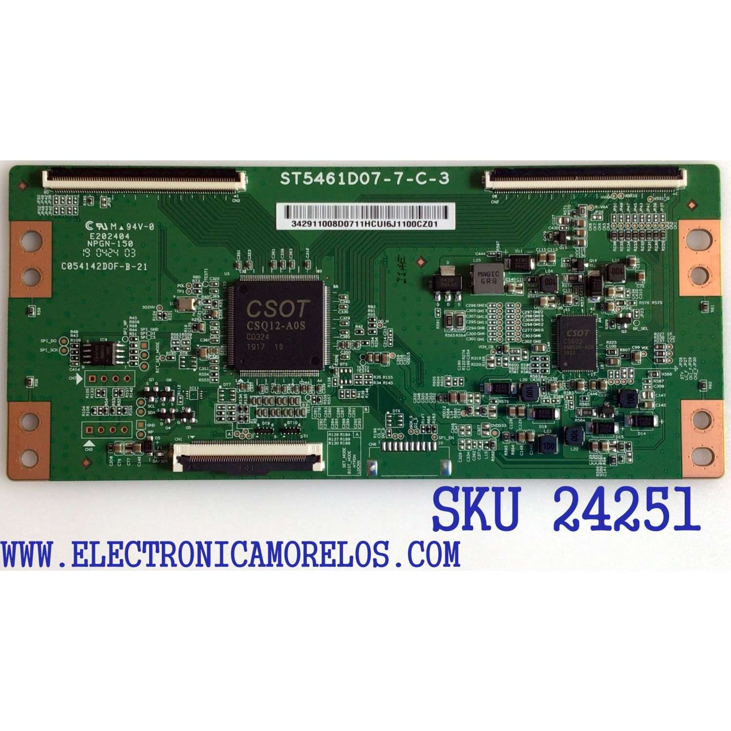 T-CON PARA TV TCL / NUMERO DE PARTE 342911008D0711 / ST5461D07-7-C-3 / 34.29110.08D / C054142DOF-B-21 / C054142D0F-B-21 / E202404 / PANEL LVU550NDBL CD9W00 / MODELO 55R613 LFAA