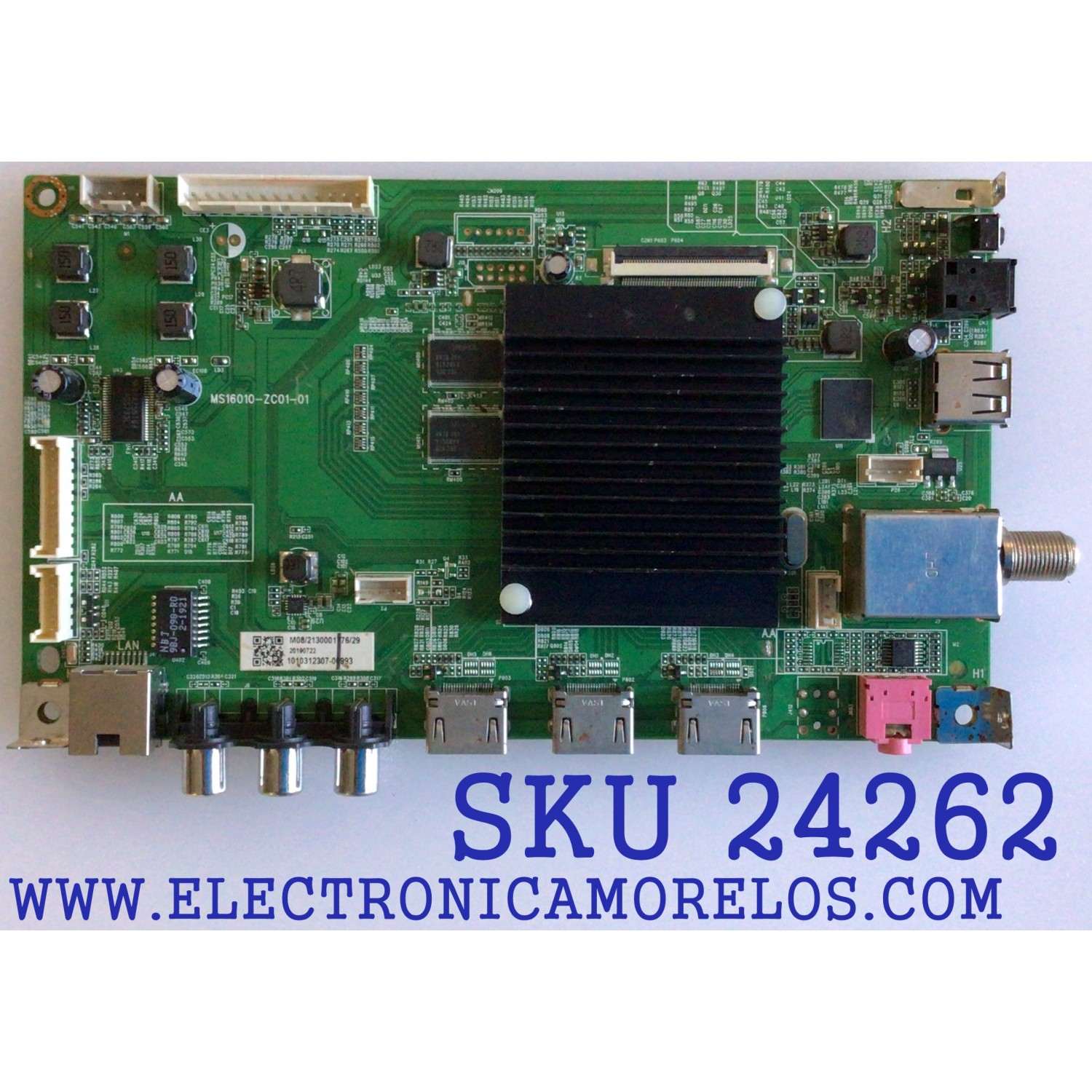 MAIN PARA TV HITACHI / NUMERO DE PARTE 515C16010M08 / MS16010-ZC01-01 / 1010312307 / M19046-MT / E022M394-C1 / E168066 / PANEL CC575PU1L01 / MODELO 58C61