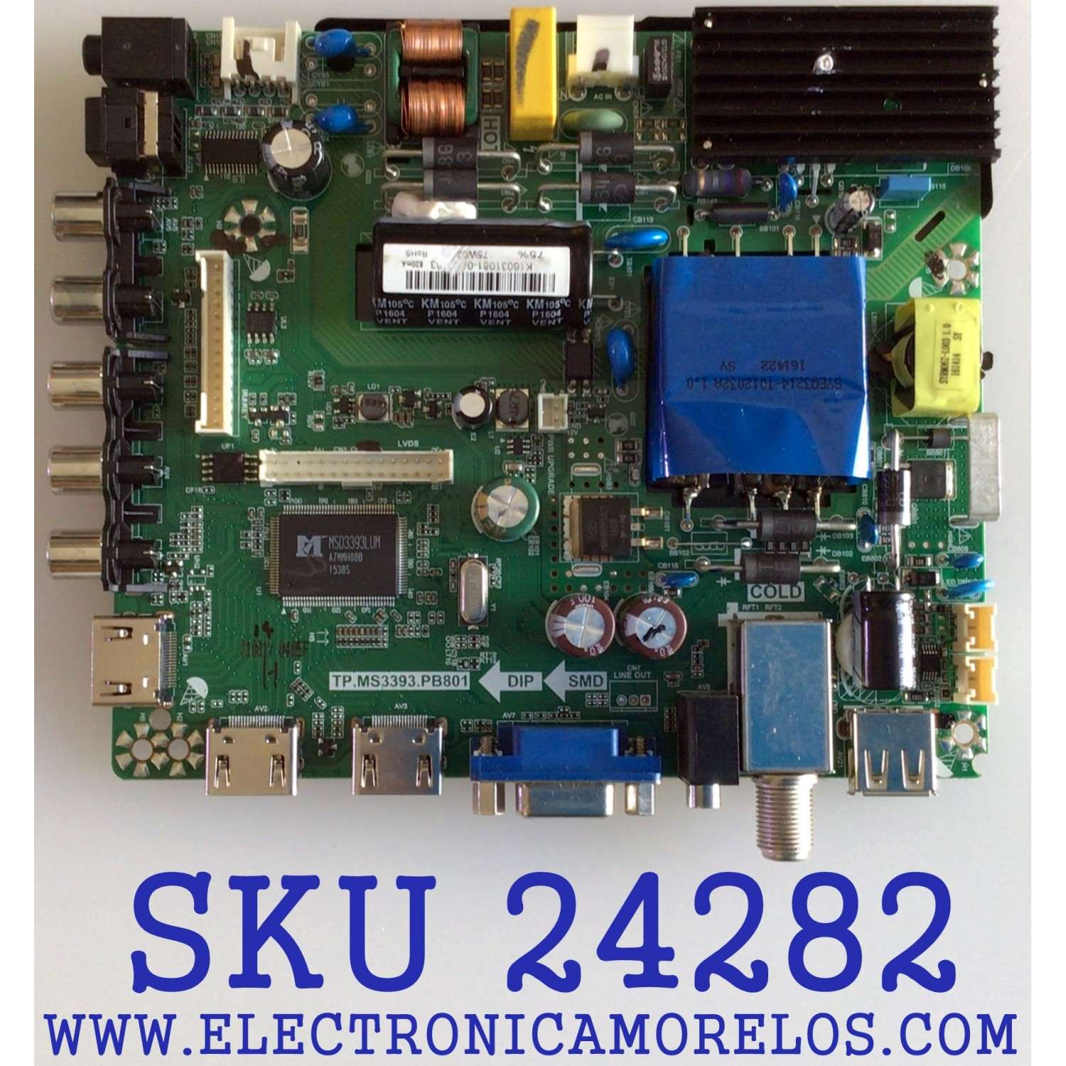 MAIN FUENTE (COMBO) PARA TV ELEMENT / NUMERO DE PARTE 34015946 / TP.MS3393.PB801 / K16031081/ PANEL T500HVN08.2 / MODELO ELEFJ501 / ELFW5017 R807RRR