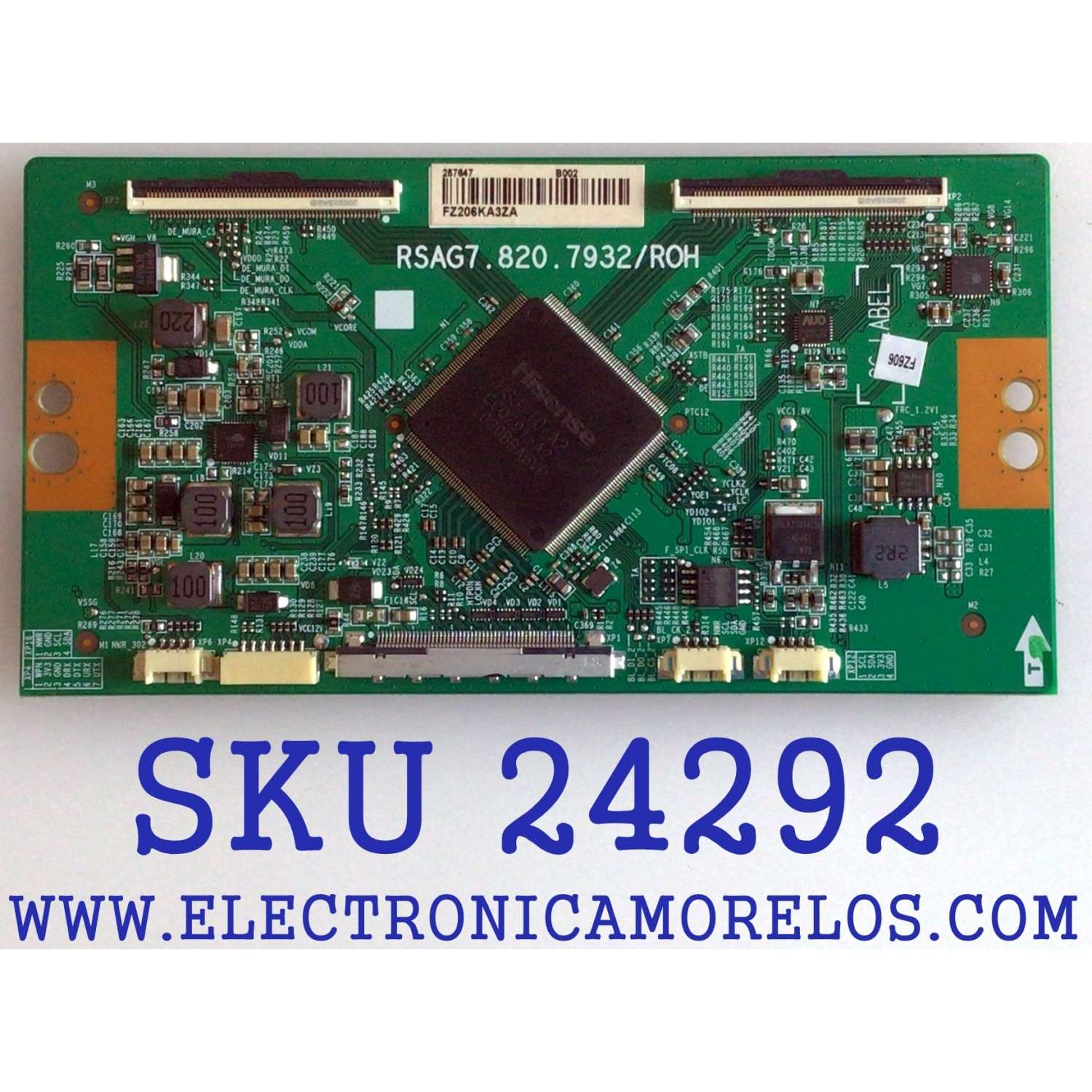 T-CON PARA TV HISENSE / NUMERO DE PARTE 257647 / RSAG7.820.7932/ROH / H41804PNE00A2 / PANEL HD650V3U52-TDL3 / DISPLAY T650QVN07.5 / MODELO 65R8F5 / 65R8F