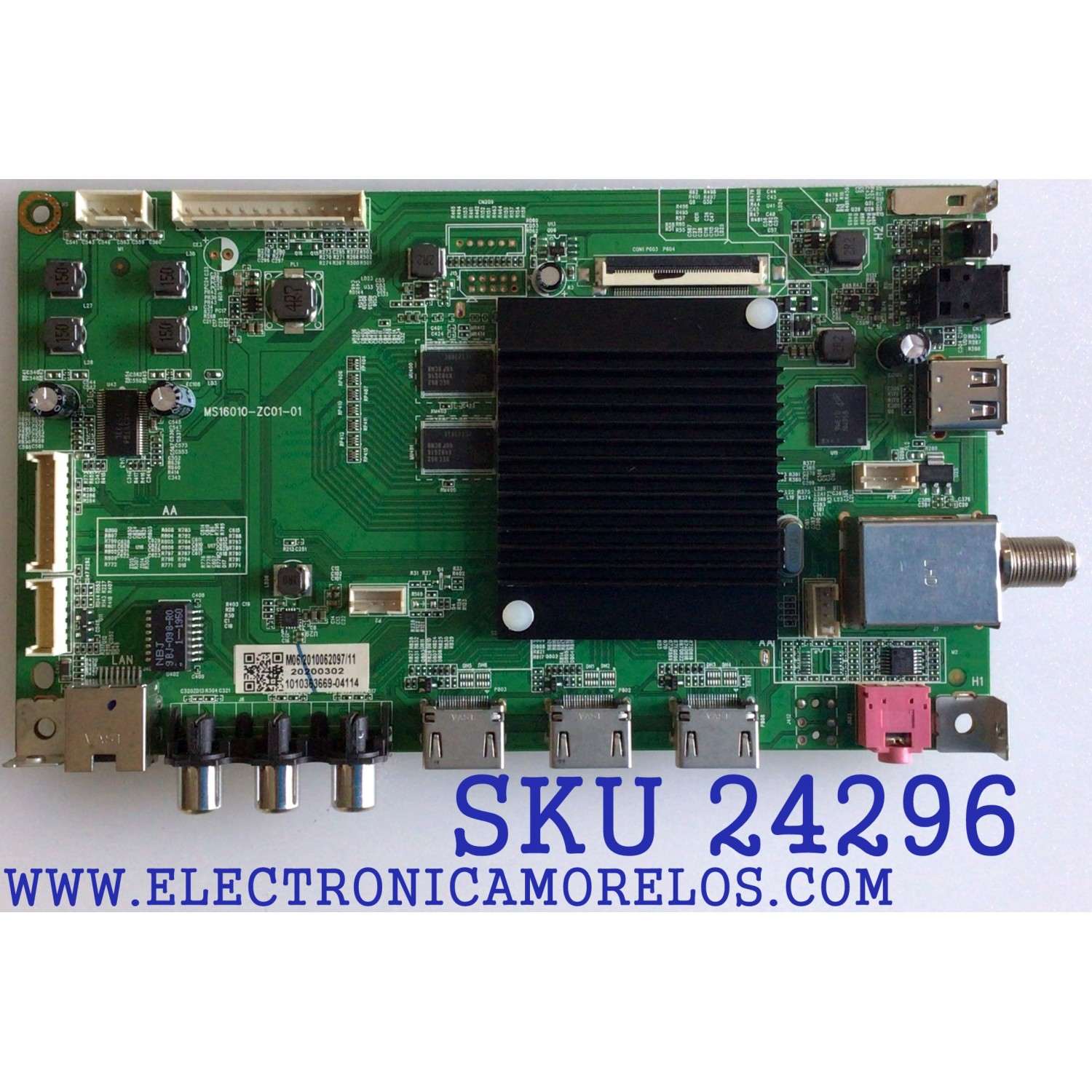 MAIN PARA TV WESTINGHOUSE / NUMERO DE PARTE 1010363669 / MS16010-ZC01-01 / 20200302 / 2010062097/ 11E168066 / E022M394-C1 / PANEL ST4251D01-3 / MODELO WR43UT4019
