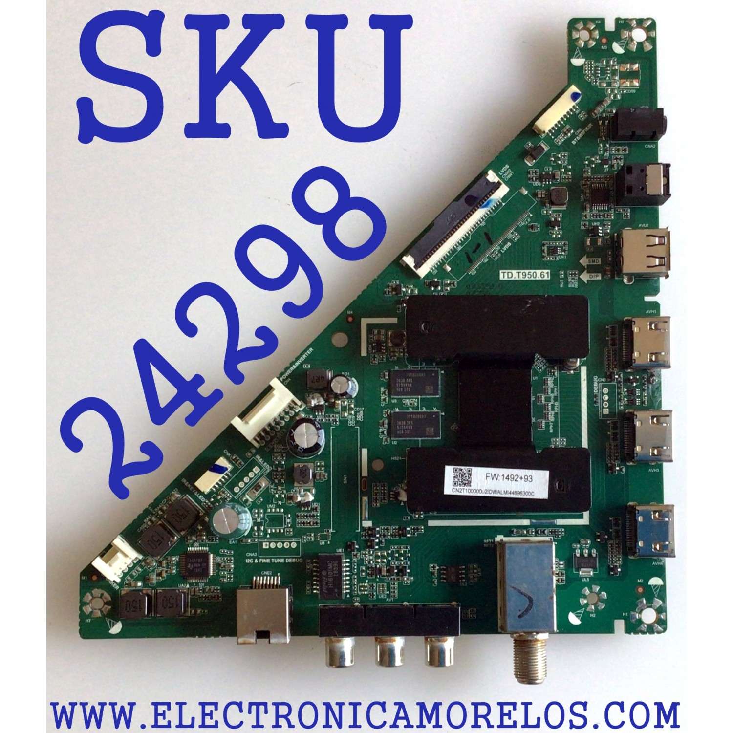 MAIN PARA TV TOSHIBA / NUMERO DE PARTE CN2T10000002ID / TD.T950.61 / H18093350 / ST3151A05-8 / PANEL U320DH05 / MODELO 32LF221U19