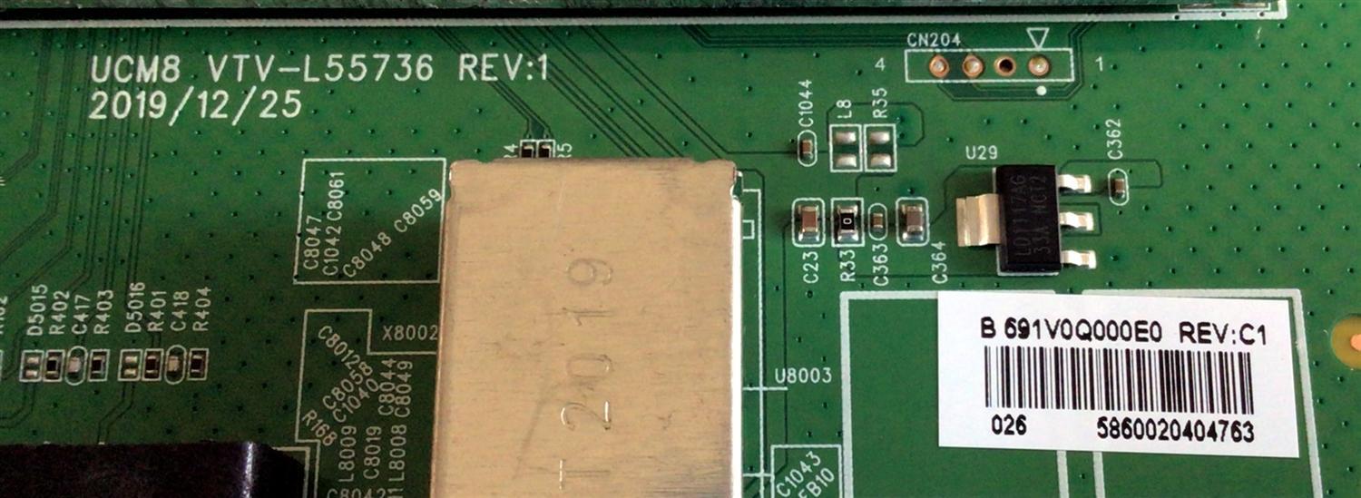 MAIN PARA TV TOSHIBA / NUMERO DE PARTE 631V0Q000E0 / 691V0Q000E0 / VTV-L55736 / VTV-L55736 REV:1 / E89382 / 7160248-5 / PANEL K550WDCRA-UK350A7 / MODELO 55LF621U21 - Imagen 2