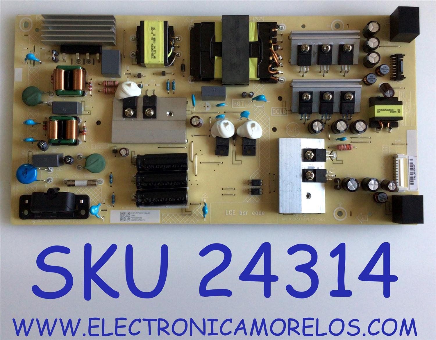 FUENTE DE PODER PARA TV LG / NUMERO DE PARTE PLTVJY301XAAL / 715GA547-P01-000-003S / 715GA547 / CTI-600 / P500060600 / 4600863P0273 / PANEL TPT500B5-U1T01.D REV:S04AA / MODELO 50UM6900PUA / 50UM6900PUA.CUSRLH