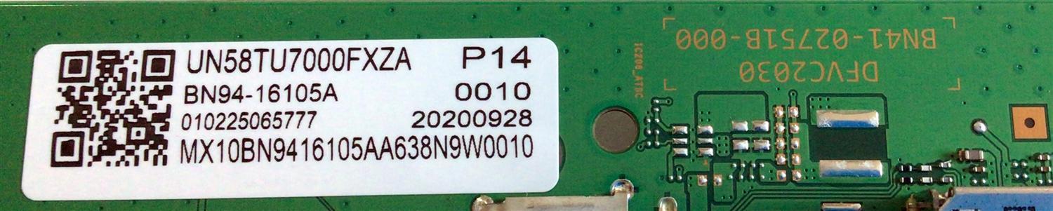 MAIN PARA TV SAMSUNG / NUMERO DE PARTE BN94-16105A / BN41-02751B / BN97-17028C / DFVC2030 / BN41-02751B-000 / G058C-722A / PANEL CY-BT058HGPV1H / DISPLAY BN96-50358A / CC580PV6D VER.01 / MODELO UN58TU7000FXZA YG05 - Imagen 3