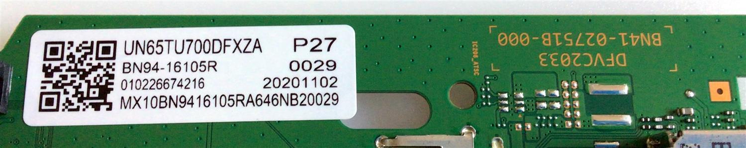 MAIN PARA TV SAMSUNG / BN94-16105R / BN41-02751B / BN97-18032A / BN41-02751B-000 / W058C-722A / BN96-52703A / PANEL CY-BT065HGLV3H / DISPLAY BN96-53589B / BN96-53589A / LSF650FN16-Q01 / MODELO UN65TU7000FXZA / UN65TU7000FXZA FA01 / UN65TU7000FXZA FH07 - Imagen 3