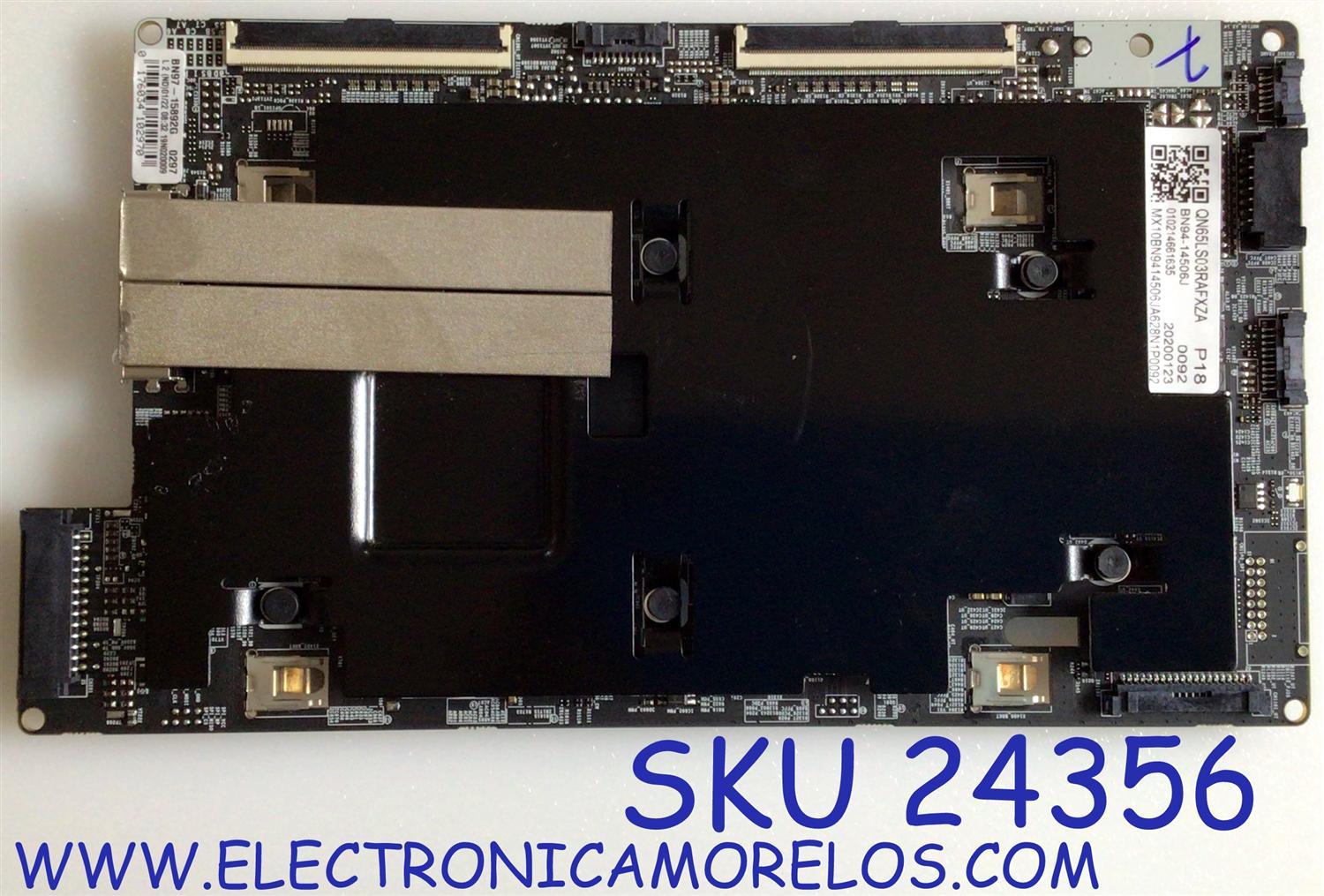 MAIN PARA SMART TV SAMSUNG QLED 4K UHD RESOLUCION (3,840 x 2,160) / NUMERO DE PARTE  BN94-14506J / BN41-02697A / BN97-15892G / PANEL CY-QR065FGLV1H / MODELO QN65LS03RAFXZA FA01