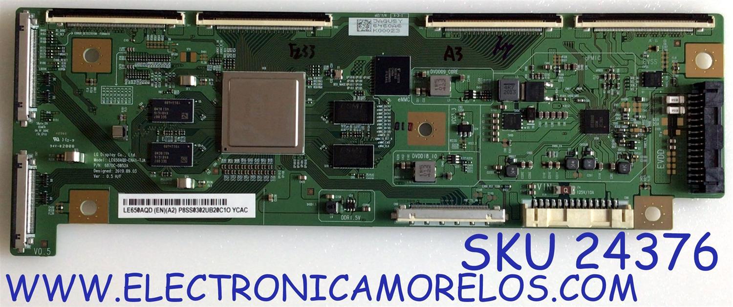T-CON PARA TV VIZIO / NUMERO DE PARTE 6871L-6460A / 6870C-0852A / 6460A  / PANEL LE650AQD (EN)(A2) / MODELO OLED65-H1 OTYPZSKW