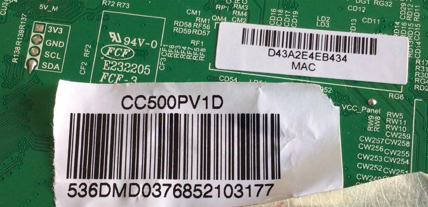 MAIN PARA SMART TV (ROKU) JVC 4K UHD RESOLUCION (3840 x 2160P) / NUMERO DE PARTE T.MS1801.81 / T.MS1801.81 / U20083178-0A03471 / 2010068521 / 536D5006DU3F  / SW:CN9.2.2E2397X (MFG) / D43A2E4EB434 / PANEL CC500PV1D / MODELO LT-50MAW595  - Imagen 2
