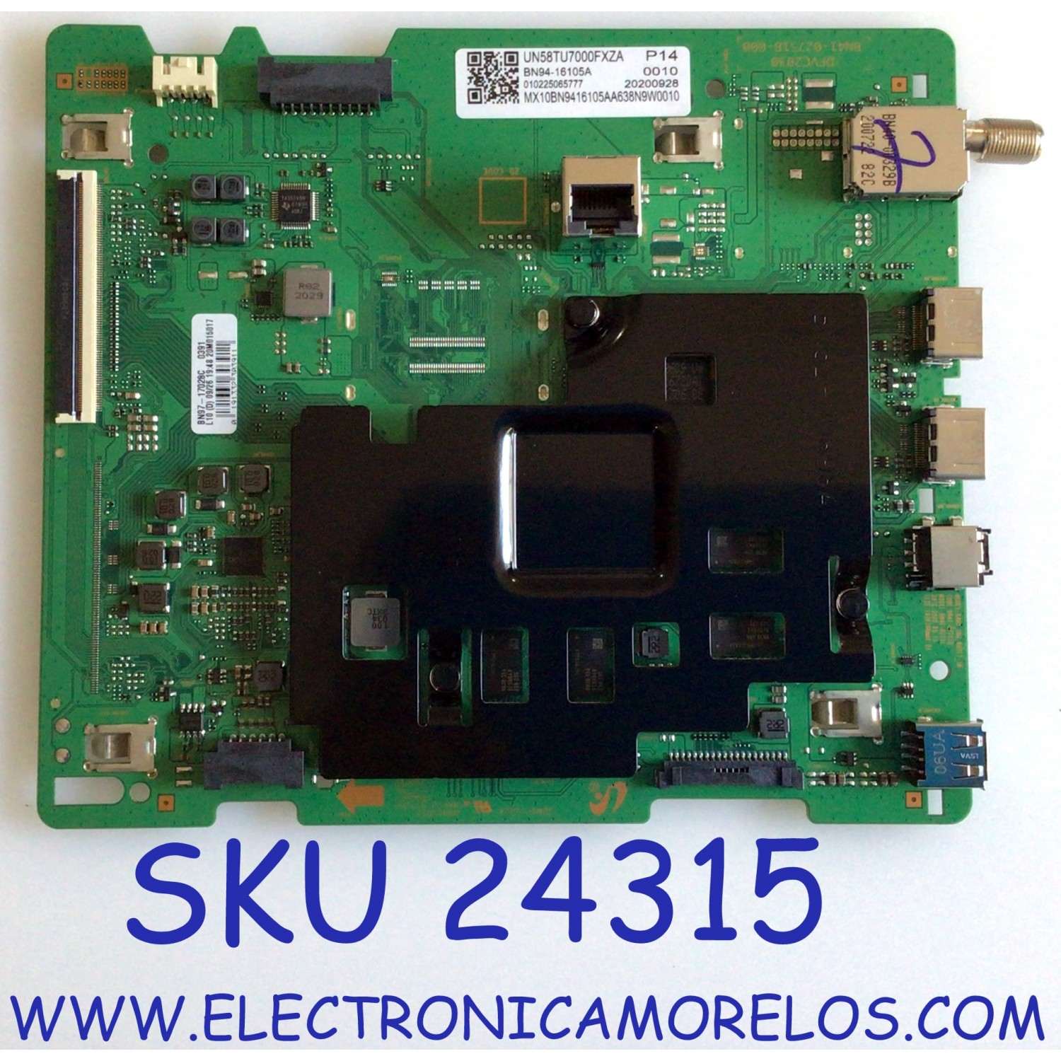 MAIN PARA TV SAMSUNG / NUMERO DE PARTE BN94-16105A / BN41-02751B / BN97-17028C / DFVC2030 / BN41-02751B-000 / G058C-722A / PANEL CY-BT058HGPV1H / DISPLAY BN96-50358A / CC580PV6D VER.01 / MODELO UN58TU7000FXZA YG05