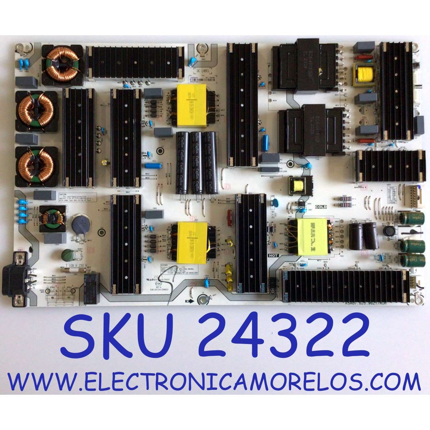 FUENTE DE PODER PARA TV HISENSE / NUMERO DE PARTE 269969 / RSAG7.820.9827/ROH / HLL-7085WD / E56327 / CQC16134139053 / PANEL HD850V8U81\S0\GM\ROH / DISPLAY ST8461D01-4 VER.2.1 / MODELO 85H6510G