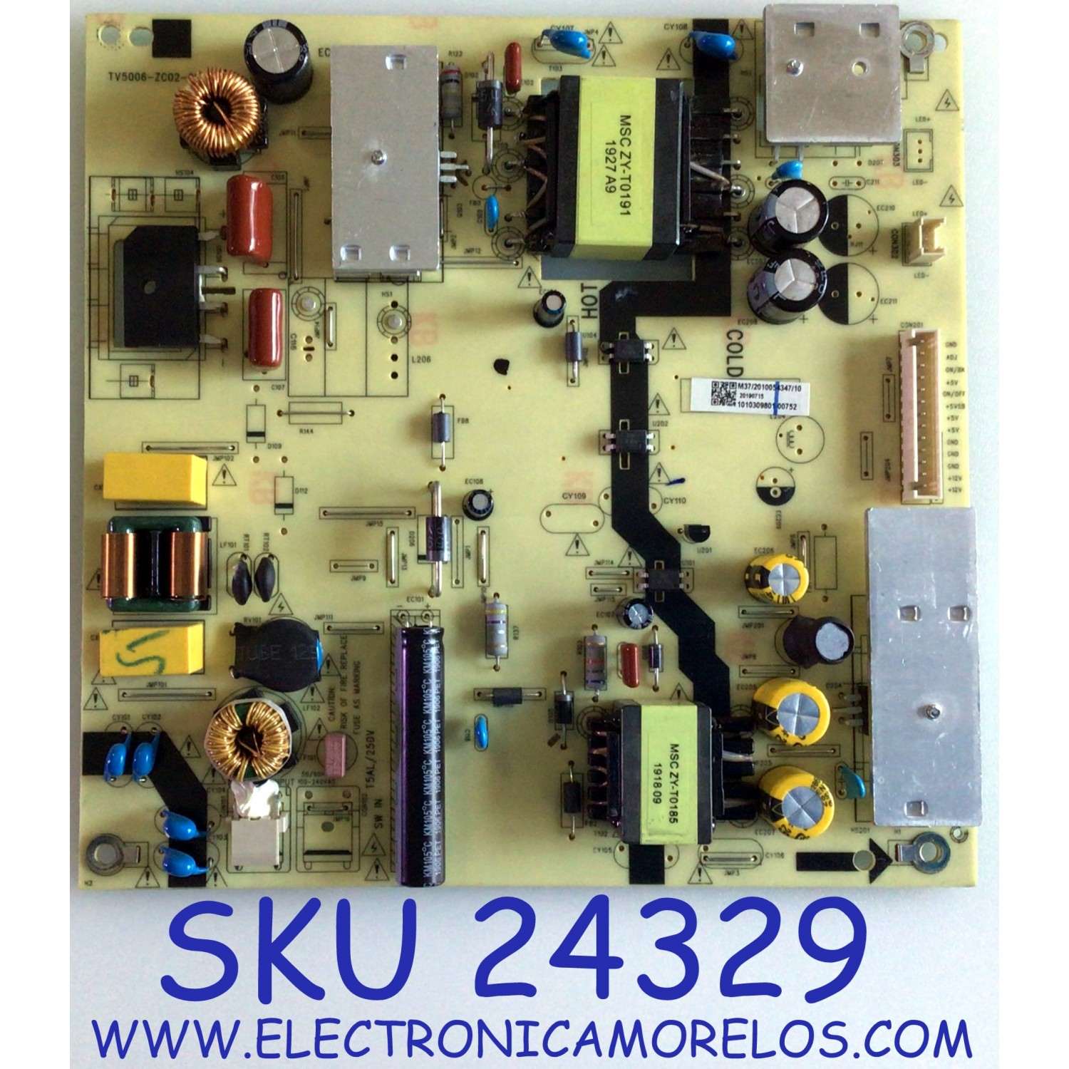 FUENTE DE PODER PARA TV WESTINGHOUSE / NUMERO DE PARTE 1010309801 / TV5006-ZC02-02 / M37/2010054347/10 / 2010054347 / 1010309801-00752 / 20190715 / E021M289-T1 / E168066 / PANEL ST4251D01-3 / MODELO WR43UT4009 / WR43FX2019