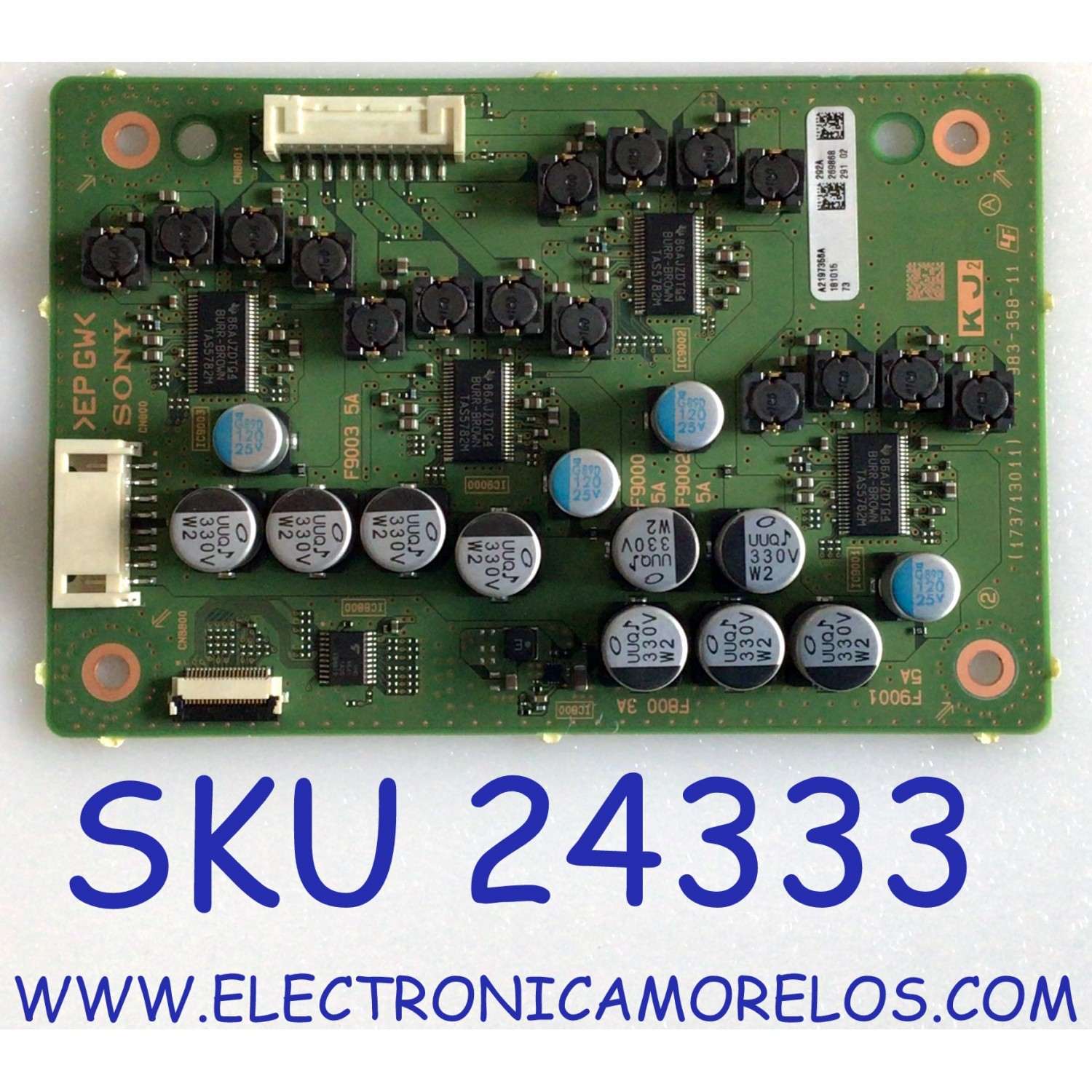 TARJETA KJ2 PARA TV SONY 4K SMART BRAVIA / NUMERO DE PARTE A2197356A / 1-983-358-11 / 198335811 / 173713011 / A-2197-356-A / A2197356A 292A / PANEL LE550PQL (HL)(A3) / MODELO XBR-55A9F / XBR-55A9F
