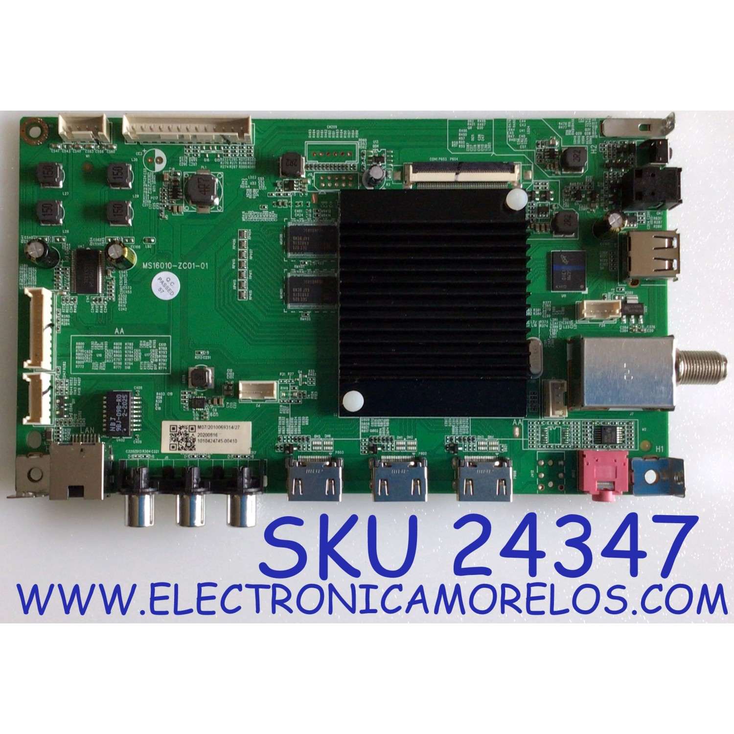 MAIN PARA TV JVC / NUMERO DE PARTE MS16010-ZC01-01 / 2E01413C0 / KB6160A / E503744 / PANEL CC580PV7D / DISPLAY CC580PV7D VER.02 / MODELO LT-58MAW595 / ((NOTA IMPORTANTE:CHECAR QUE EL PANEL Y MODELO CORRESPONDA CON SU TELEVISION))