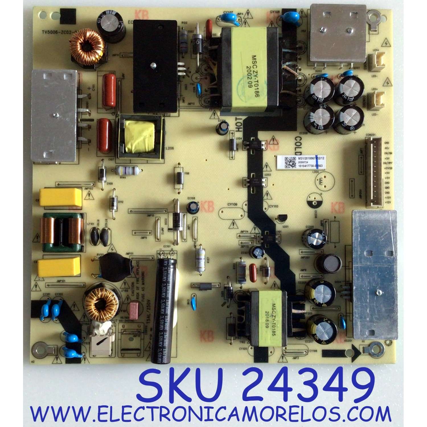 FUENTE DE PODER PARA TV JVC / NUMERO DE PARTE TV5006-C02-02 / E021M460-B2 / E168066 / 2010067452 / 1010417730 / 20200724 / PANEL CC580PV7D / MODELO LT-58MAW595