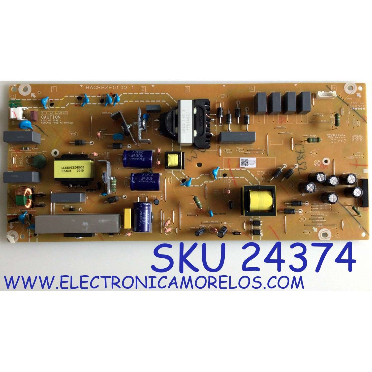 FUENTE DE PODER PARA TV SANYO / NUMERO DE PARTE AC78SMPWT / BACR8ZF0102 1 / PANEL HV650QUB-N9E / MODELO FW65R70F A 