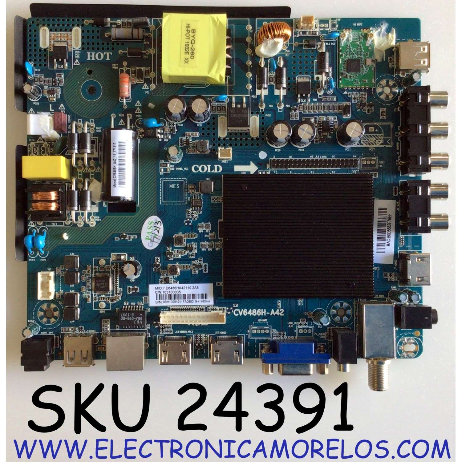 MAIN FUENTE (COMBO) PARA TV POLAROID / NUMERO DE PARTE 1641018576 / TP.MS3393.PB801 / 39LED-01 / UG39L1641018576 / PANEL LS390TU2P01 / MODELO PTV3915LED