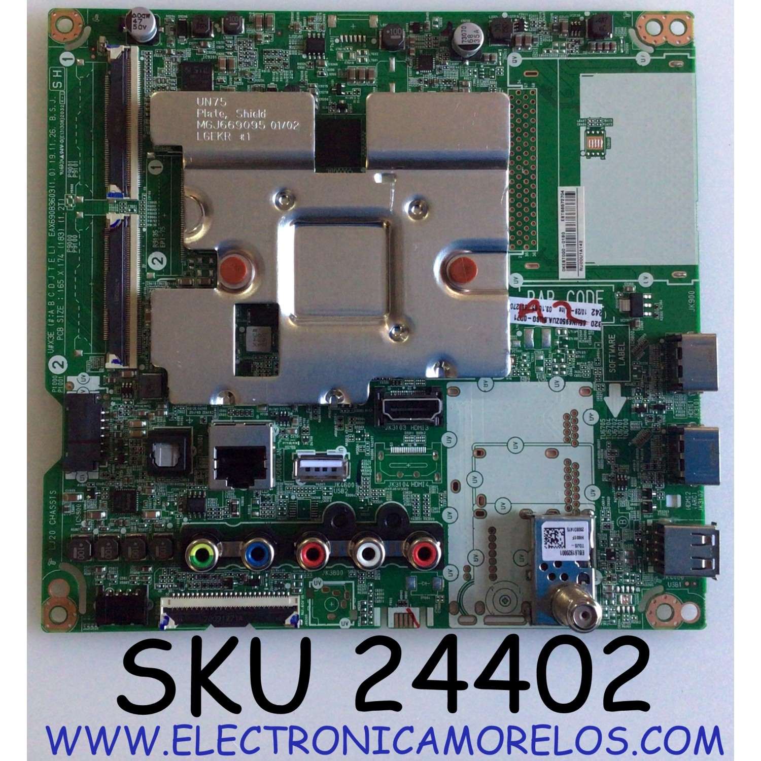 MAIN PARA TV LG 4K UHD SMART TV / NUMERO DE PARTE EBT66572704 / EAX69083603 / EAX69083603(1.0) / PANEL NC650DQG-ABGXD / MODELO 65UN6950ZUA / 65UN6950ZUA.BUSGLKR