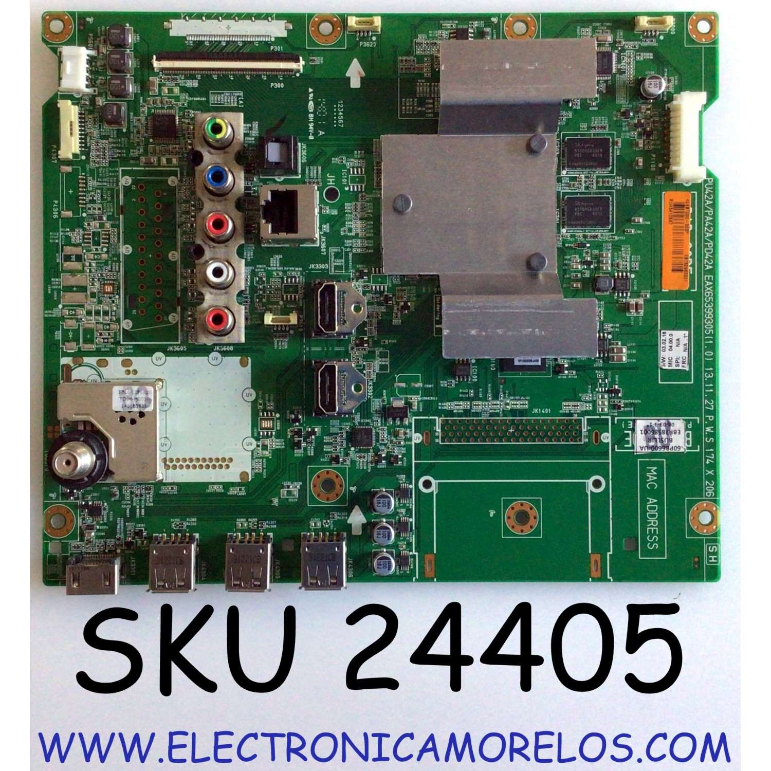MAIN PARA TV LG / NUMERO DE PARTE EBT62986001 / EBR78586001 / EAX65399305(1.0) / EAX65399305 / PANEL PDP60R6 / MODELO 60PB6600-UA / 60PB6600-UA.BUSLLJR