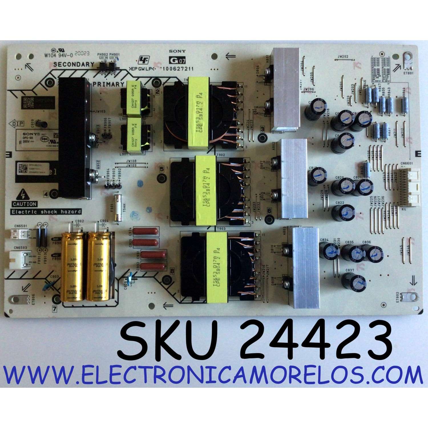 SUB FUENTE DE PODER PARA TV SONY 8K SMART TV / NUMERO DE PARTE 1-006-773-11 / 100627211 / 100677311 / DPS-98(CH) / 204000303 / DPS-98 / PANEL HDAS075DTU02 / MODELO XBR-75Z8H / XBR75Z8H