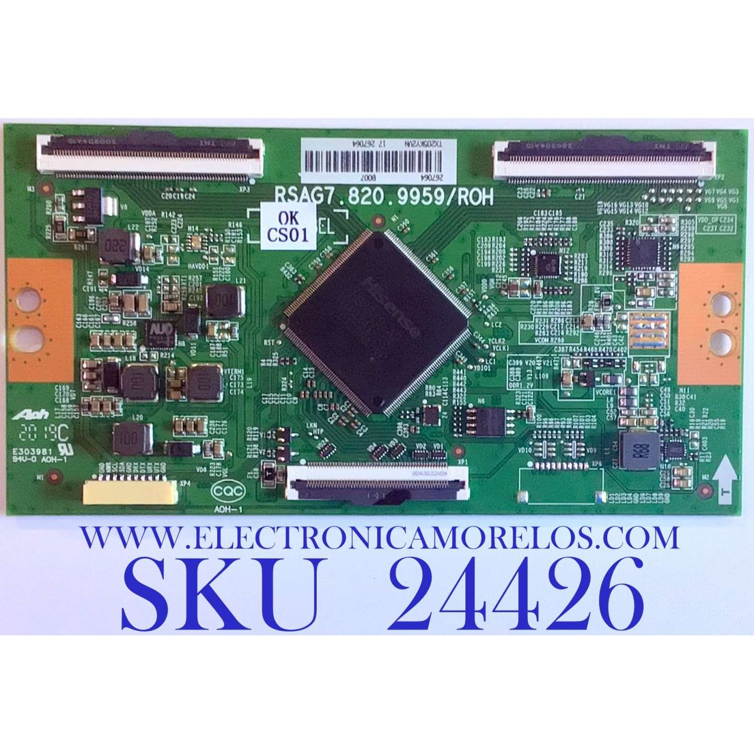 T-CON PARA TV HISENSE / NUMERO DE PARTE 267064 / RSAG7.820.9959/ROH / E303981 / PANEL HD750S3U72-TAB1\S2\GM\ROH / DISPLAY HV750QUB-F90 / MODELOS 75R6E3 / 75R6E3 75A6170FUWR / 75H6510G