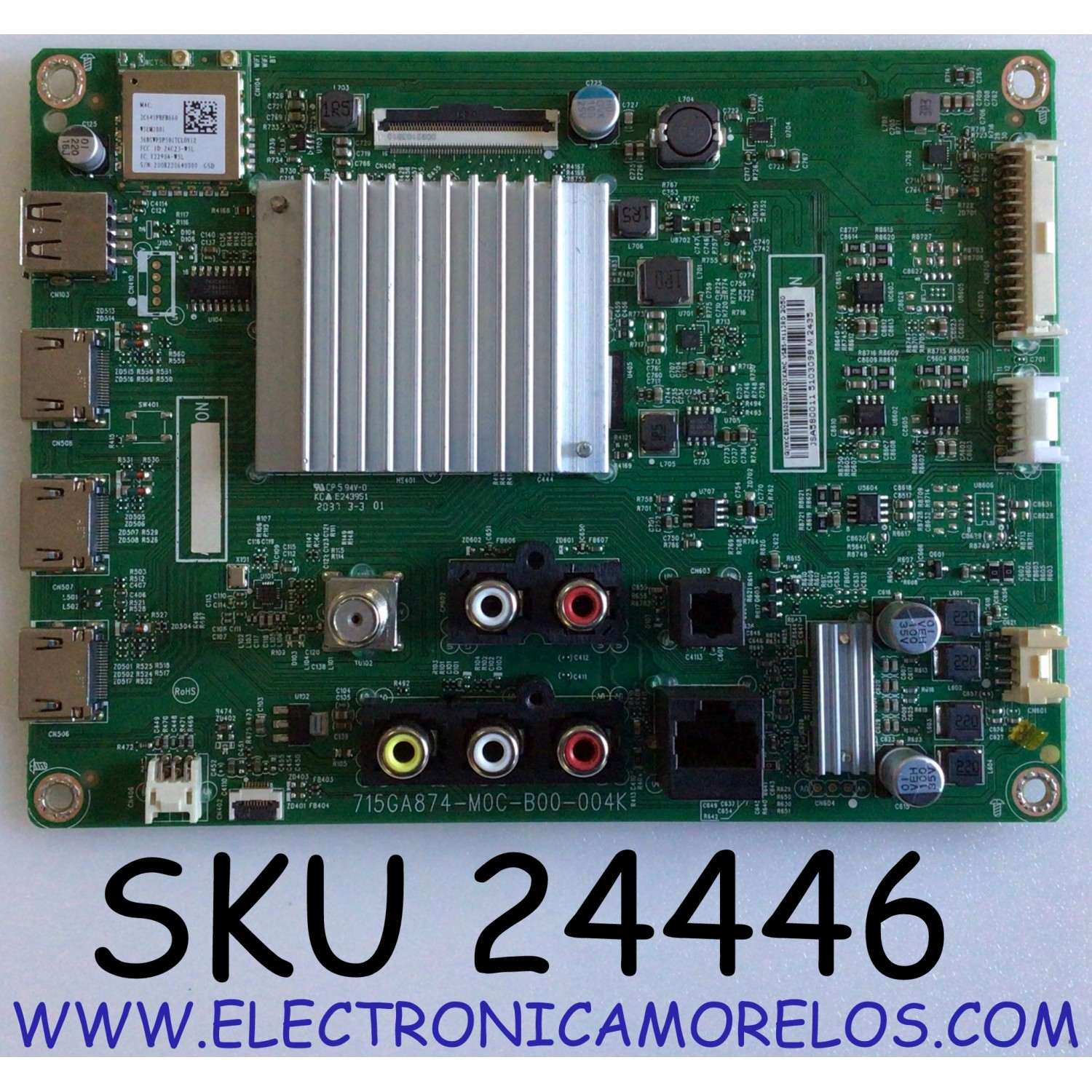 MAIN PARA TV VIZIO ORIGINAL 4K UHD HDR SMARTCAST / NUMERO DE PARTE XKCB02K055 / 715GA874-M0C-B00-004K / 715GA874-M0C-B00-004G / PANEL TPT580WR-PV7D.Q REV:S02B / TPT580WR-PV7D.Q REV:S02A / DISPLAY CC580PV7D VER.01 / MODELOS V585-H11 / V585-H11 LTCDZIOW