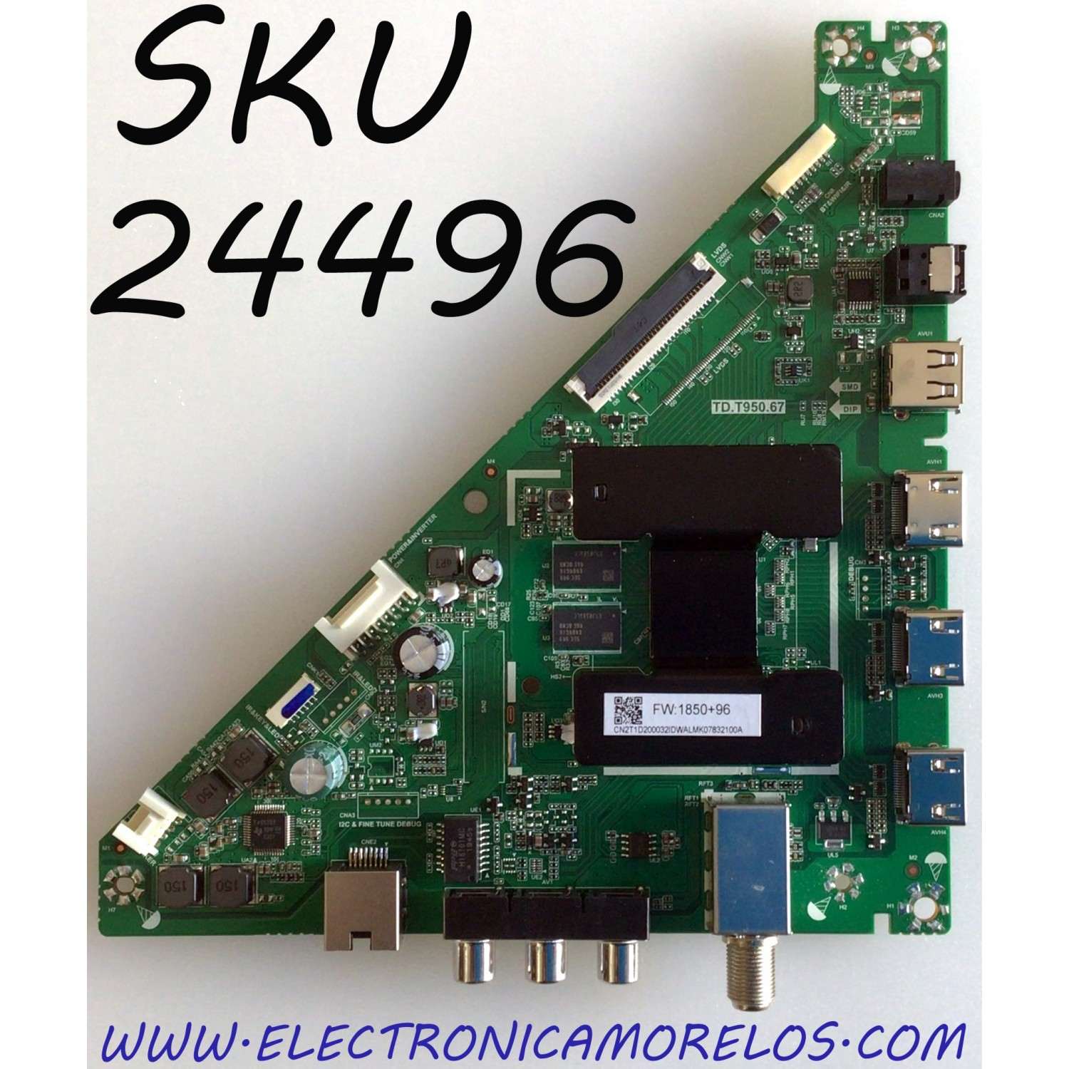 MAIN PARA TV TOSHIBA / NUMERO DE PARTE CN2T1D200032ID / TD.T950.67 / H19125049 / ST3151A05-8_T_2 / CN2T1D200032IDWALMK07832100A / PANEL U320DH05 / U320DH05-TR105 REV:CD1.AA / DISPLAY ST3151A05-8 VER.2.A / MODELO 32LF221U19 REV.C