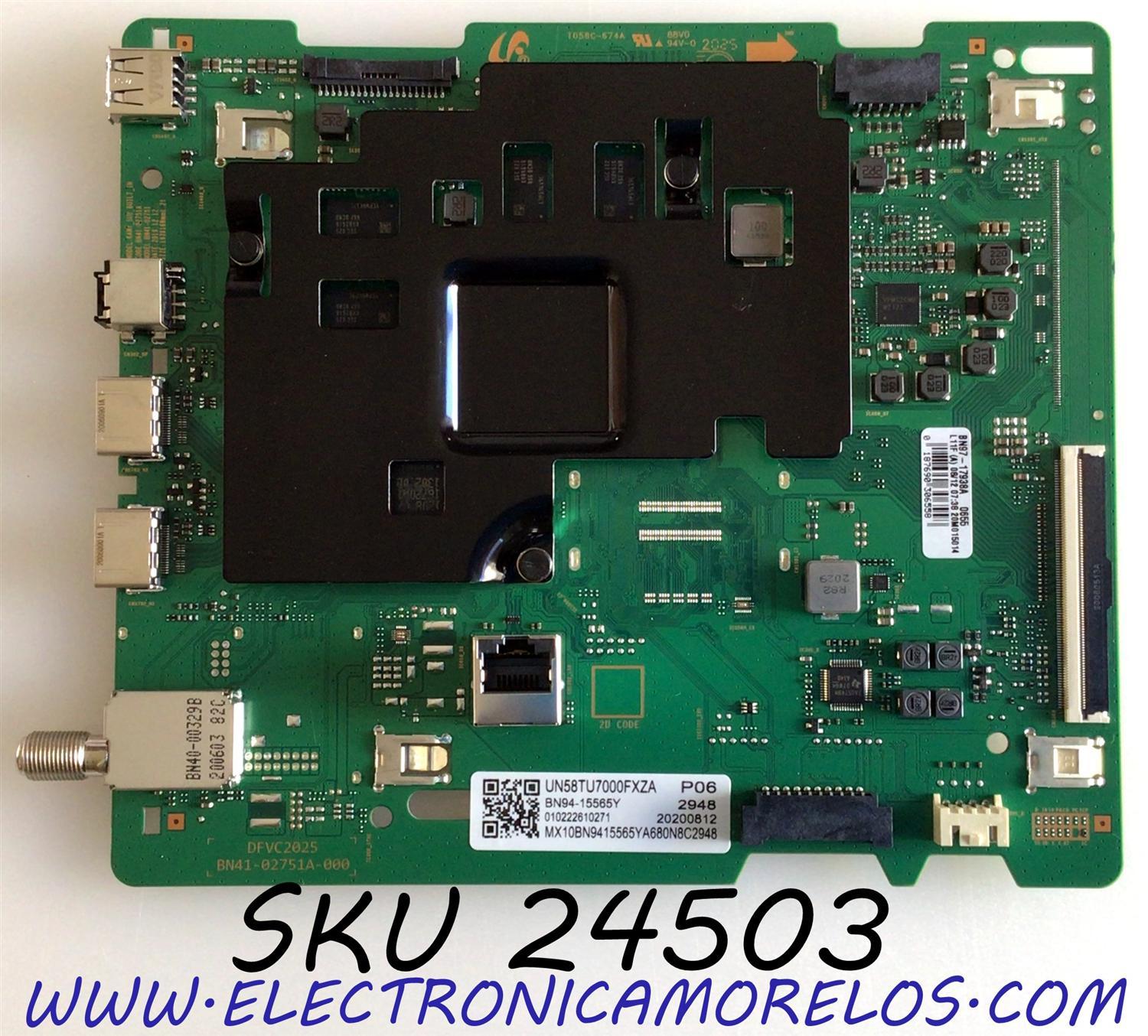 MAIN PARA TV SAMSUNG 4K UHD SMART TV / NUMERO DE PARTE BN94-15565Y / BN41-02751A / BN97-17938A / BN41-02751A-000 / DFVC2025 / BN96-51294N / PANEL CY-BT058HGCV1H / MODELO UN58TU7000 / UN58TU7000FXZA / UN58TU7000FXZA XC04