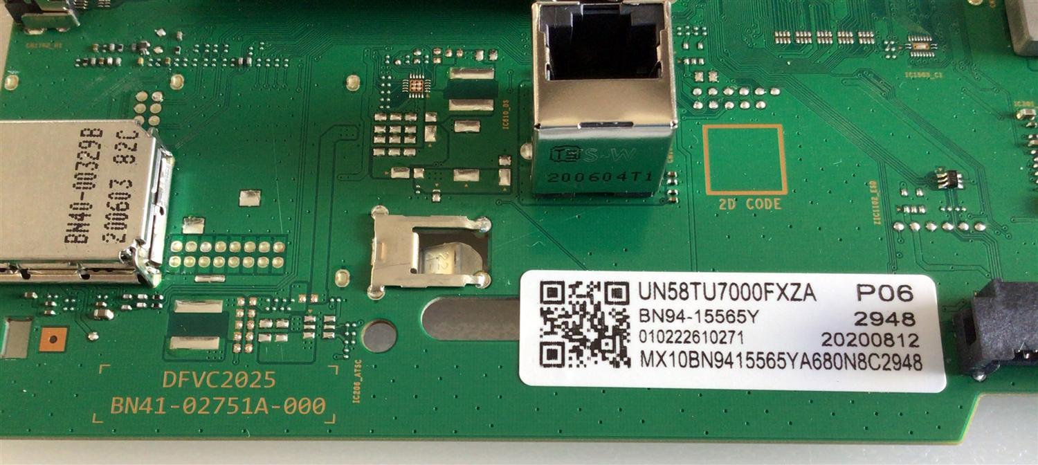 MAIN PARA TV SAMSUNG 4K UHD SMART TV / NUMERO DE PARTE BN94-15565Y / BN41-02751A / BN97-17938A / BN41-02751A-000 / DFVC2025 / BN96-51294N / PANEL CY-BT058HGCV1H / MODELO UN58TU7000 / UN58TU7000FXZA / UN58TU7000FXZA XC04 - Imagen 2