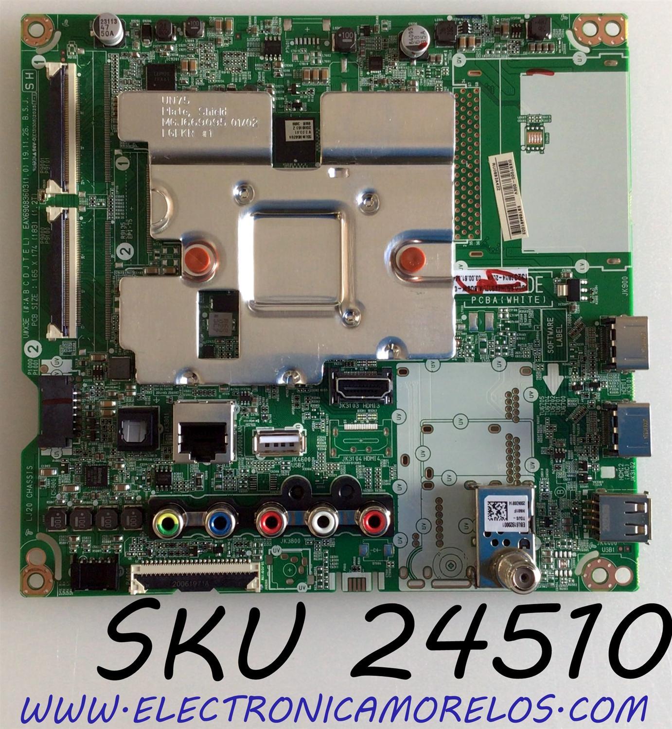 MAIN PARA TV LG 4K·UHD·HDR SMART TV / NUMERO DE PARTE EBT66491002 / EAX69083603 / 66491002 / EAX69083603(1.0) / PANEL NC550DGG-AAGPA / DISPLAY LC550DGJ (SL)(A2) / MODELO 55UN6950ZUA / 55UN6950ZUA.BUSWLKR