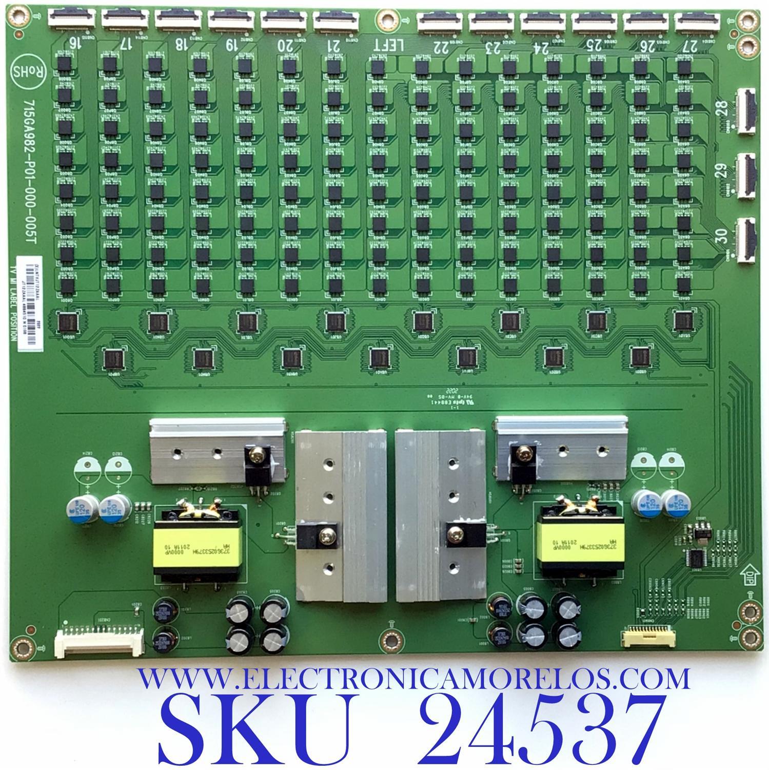 LED DRIVER PARA TV VIZIO 4K QUANTUM UHD SMART TV / NUMERO DE PARTE LNTVJT12ZAAAL / 715GA982-P01-000-005T / JT12ZAAAL / (X)LNTVJT12ZAAAL / PANEL T750QVF04.4 / MODELO P75QX-H1 / P75QX-H1 LTYAZT / P75QX-H1 LTYAZTKW